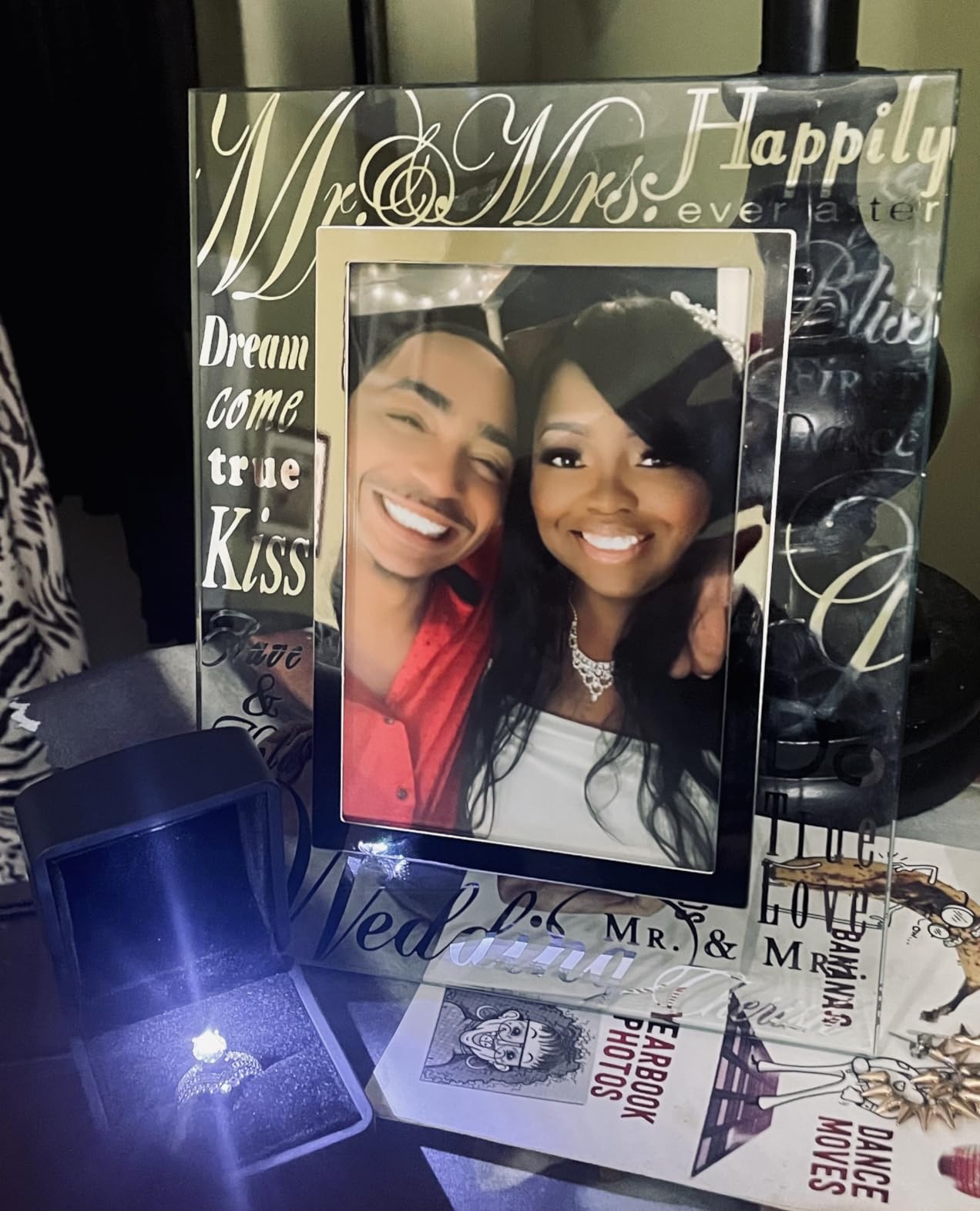 Malden International Designs Mirrored Glass With Silver Metal Inner Border Mr. and Mrs. Picture Frame, 4x6, Silver customer photo 1