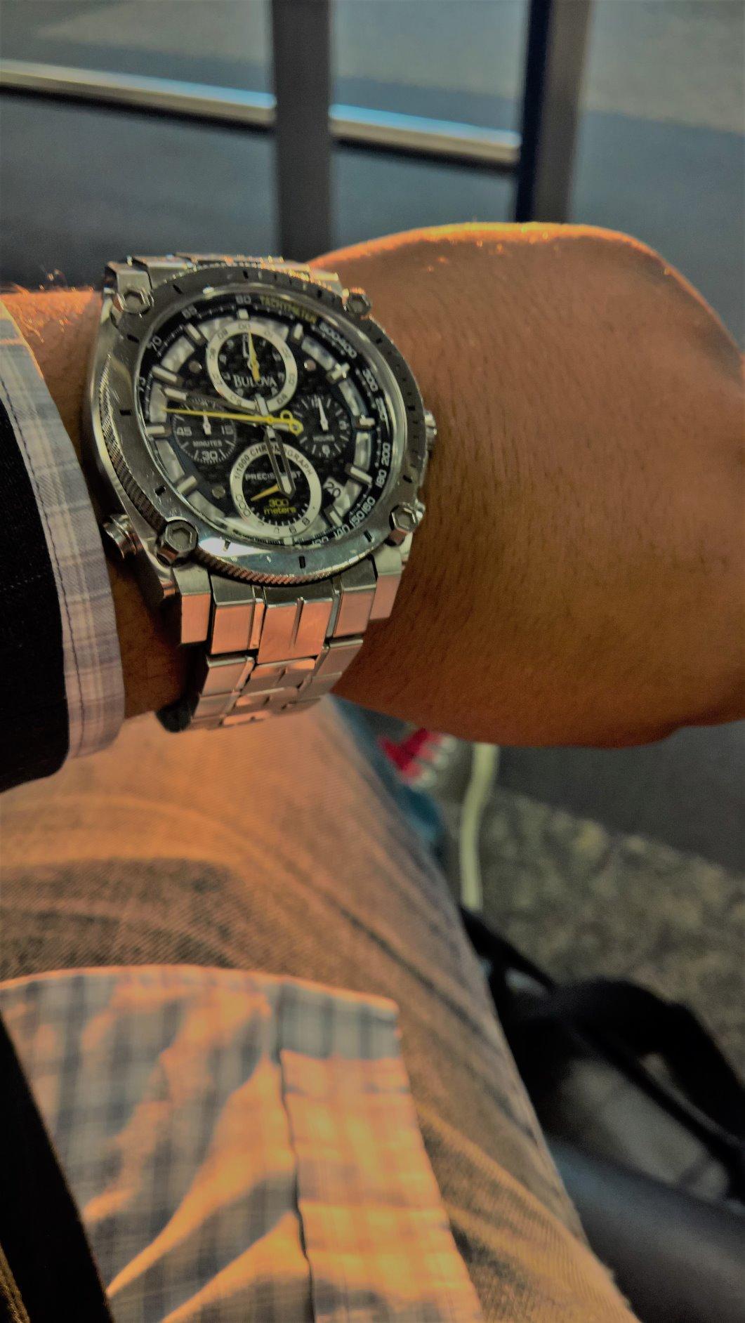 Bulova Men's Icon High Precision Quartz Chronograph Watch, Curved Mineral Crystal customer photo 2