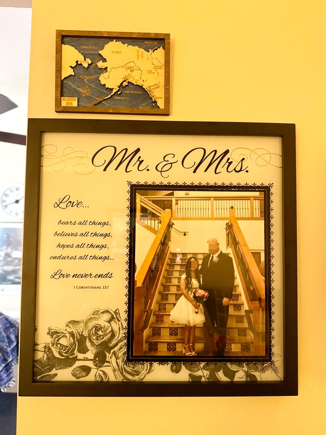 Malden International Designs Wedding Mr. and Mrs. Glass Floater Picture Frame, 8x10/16x16, Black customer photo 1