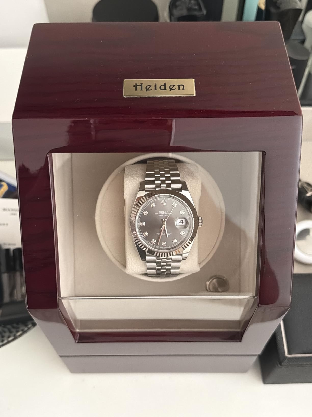Watch Winder Single Watch Winders - Japanese Motor - AC Adapter Included - Can Run on Batteries - 12 Multiple Settings - Zero Magnetization Automatic Watch Winder for Rolex customer photo 2