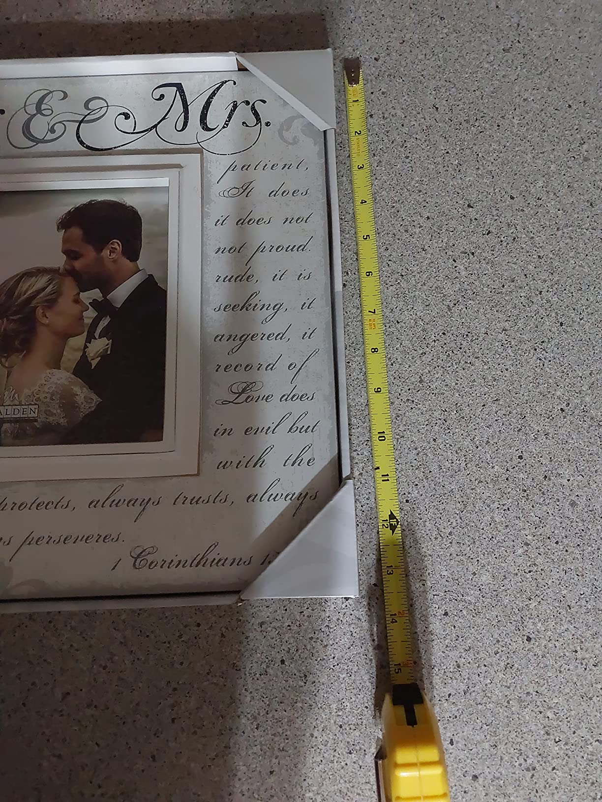 Malden International Designs Silkscreened Corinthians Verse Mr & Mrs Wood Picture Frame, 5x7, Off White customer photo 2