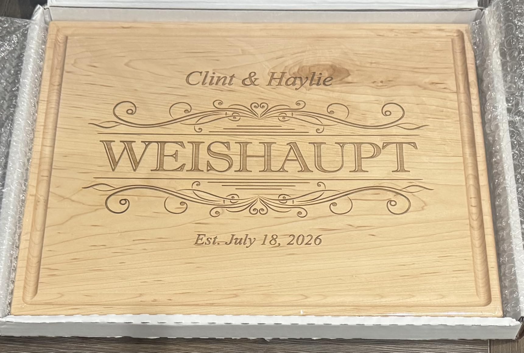 Straga Personalized Cutting Board-Custom Engraved Charcuterie Board-Best Wedding Gift Idea for Couples 2026, Newlyweds-Anniversary,Housewarming,Handcrafted in USA-Premium Walnut,Mahogany Hardwood 002 customer photo 1