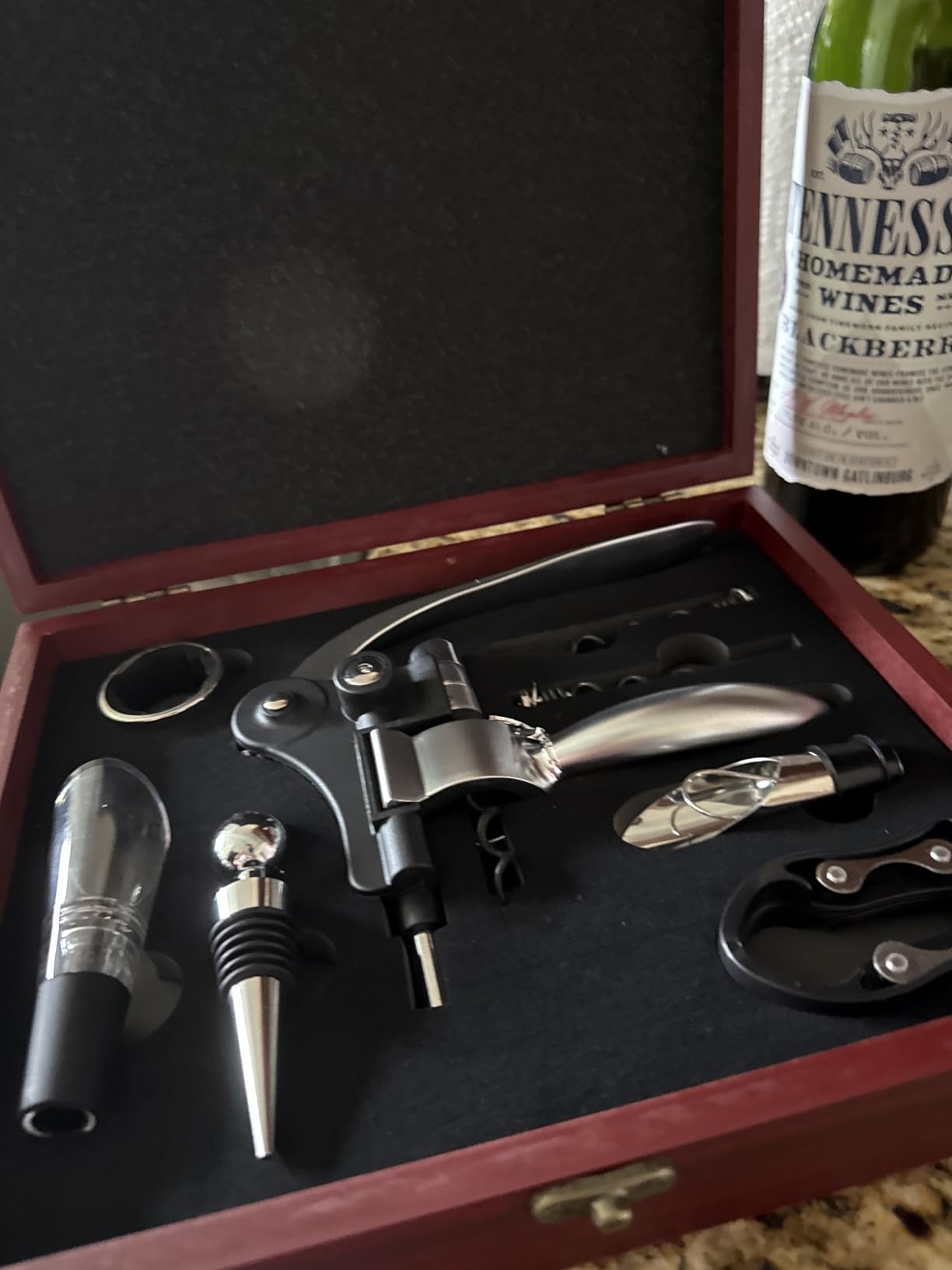 Wine Opener Set, Wine Bottle Opener Including Foil Cutter, Bottle Stopper Pourer and Extra Spiral, Wine Corkscrew Set, Gift box Opener Kit customer photo 1