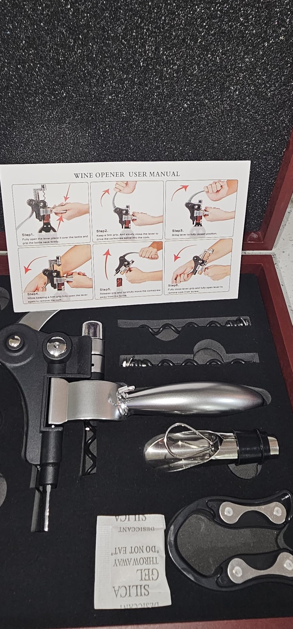 Wine Opener Set, Wine Bottle Opener Including Foil Cutter, Bottle Stopper Pourer and Extra Spiral, Wine Corkscrew Set, Gift box Opener Kit customer photo 2