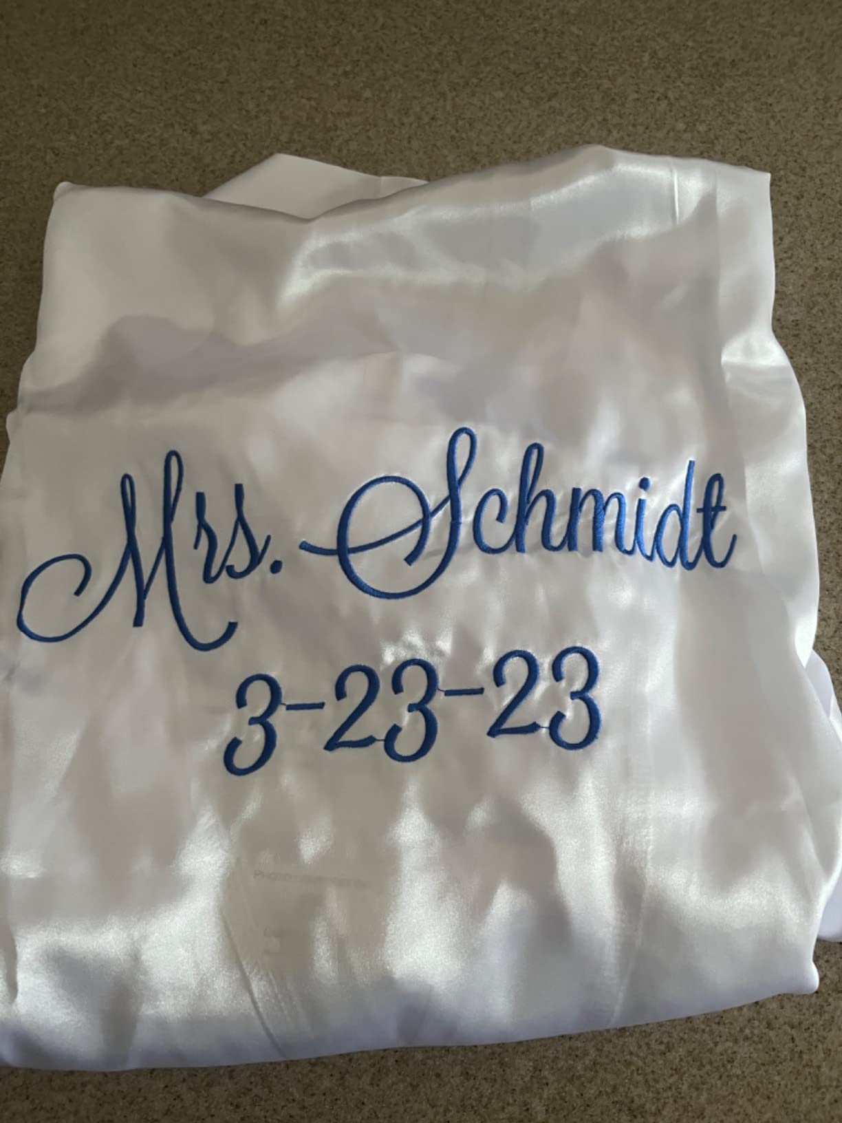 Personalized Mrs. Satin Bridal Robe - White Wedding Robe for Bride to Be customer photo 2