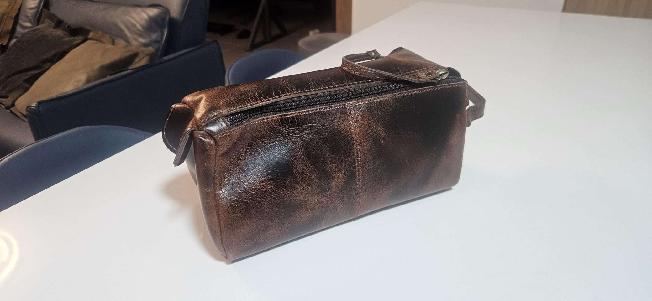 Rustic Town Leather Wash Bag for Men - Travel Toiletry Bag - Shaving Dopp Kit Toiletries Organizer - Leather Makeup Bag for Women customer photo 1