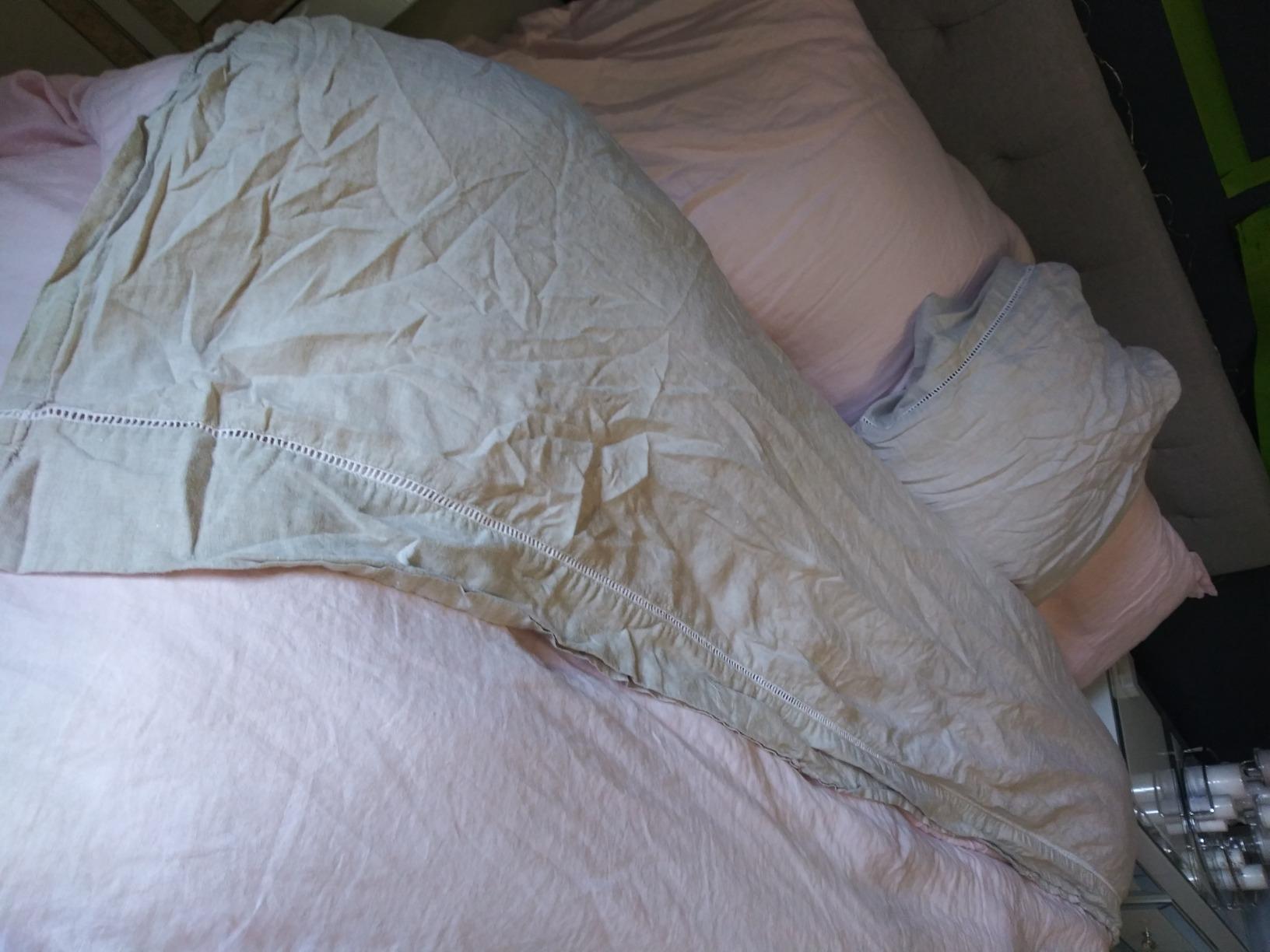 Simple&Opulence 100% Linen Hollow Hemstitch Sheet Set - 4 Pieces European Flax Pure Washed Bed Sheets (1 Flat Sheet, 1 Fitted Sheet, 2 Pillowcases) - Breathable and Soft (Hemstitch Linen, Full) customer photo 1