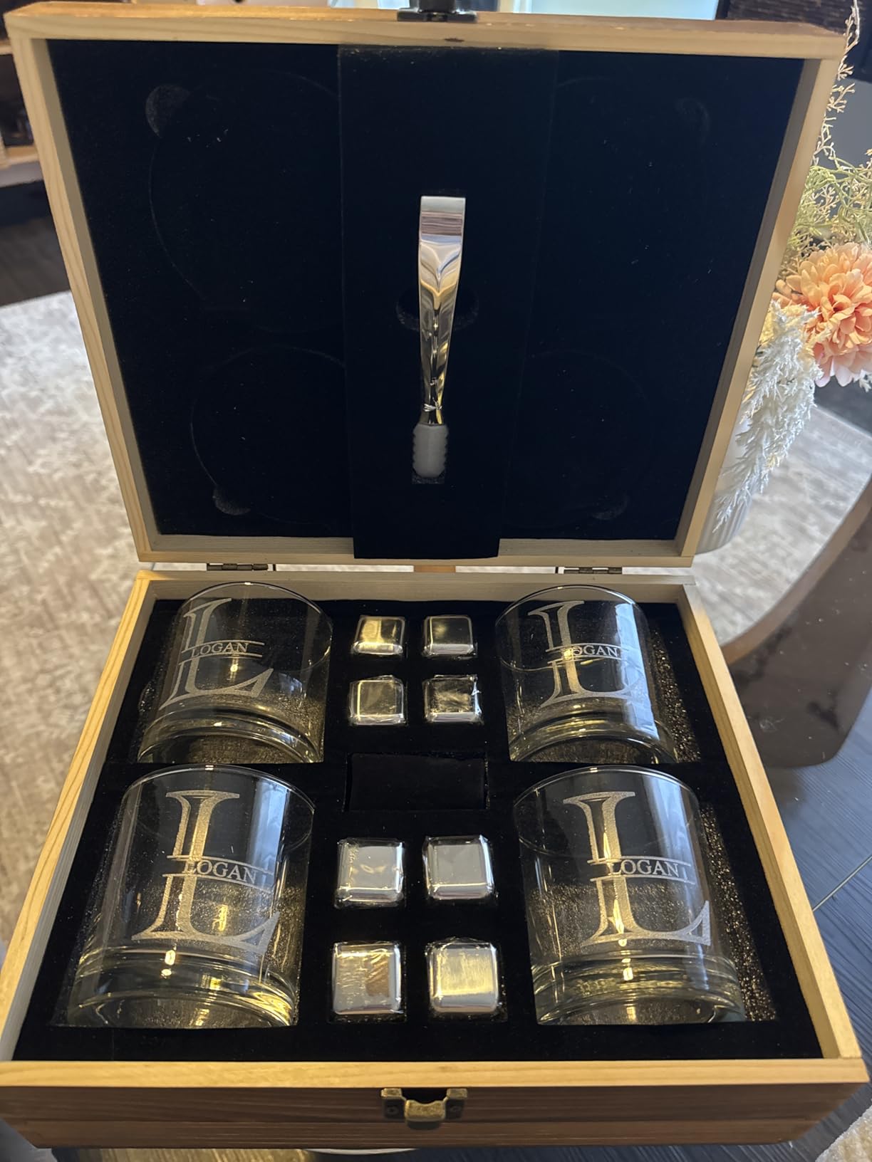 Customized Whiskey Gifts for Men - Personalized Scotch Glass Gift Set with Box - Engraved Whisky Rocks Glasses customer photo 1