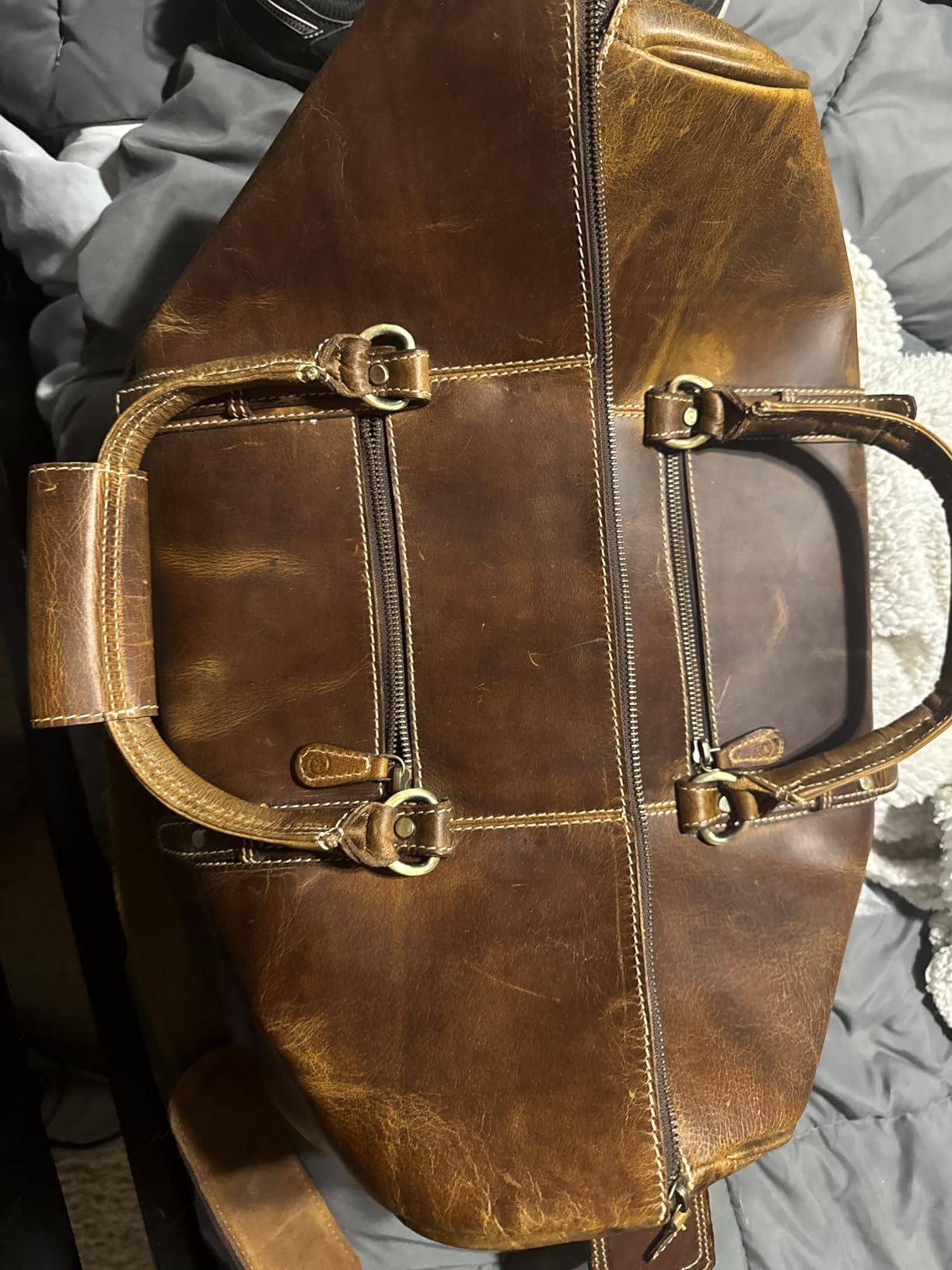 Leather Travel Duffel Bag | Gym Sports Bag Airplane Luggage Carry-On Bag | Gift for Father's Day By Aaron Leather Goods customer photo 2