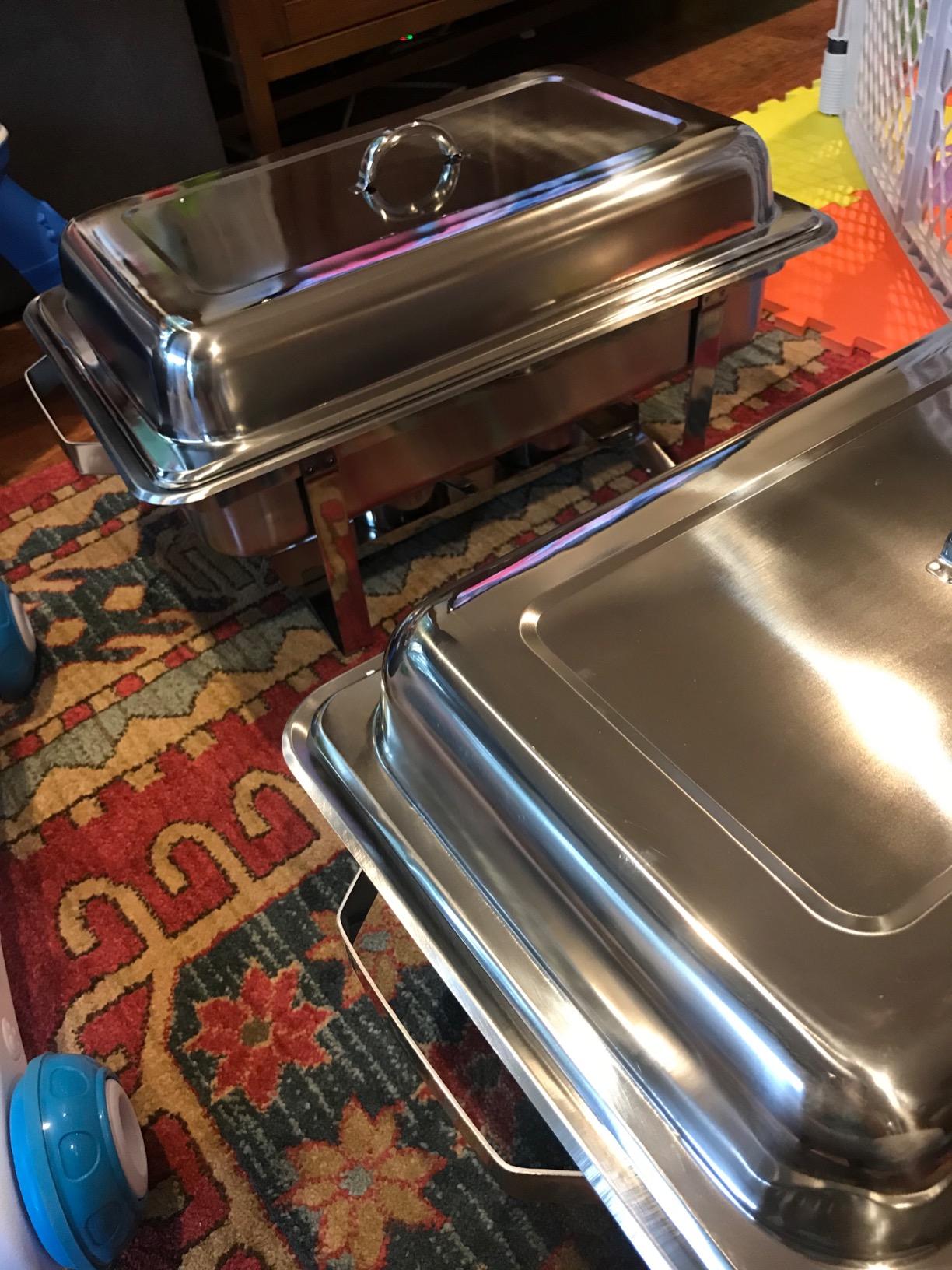 Chafing Dish Buffet Set 9 Qt Stainless Steel Complete Chafer Set Catering Warmer Set with Water Pan, Fuel Holder for Parties, Dinners, Catering, Buffet and Weddings 6 Silver customer photo 2