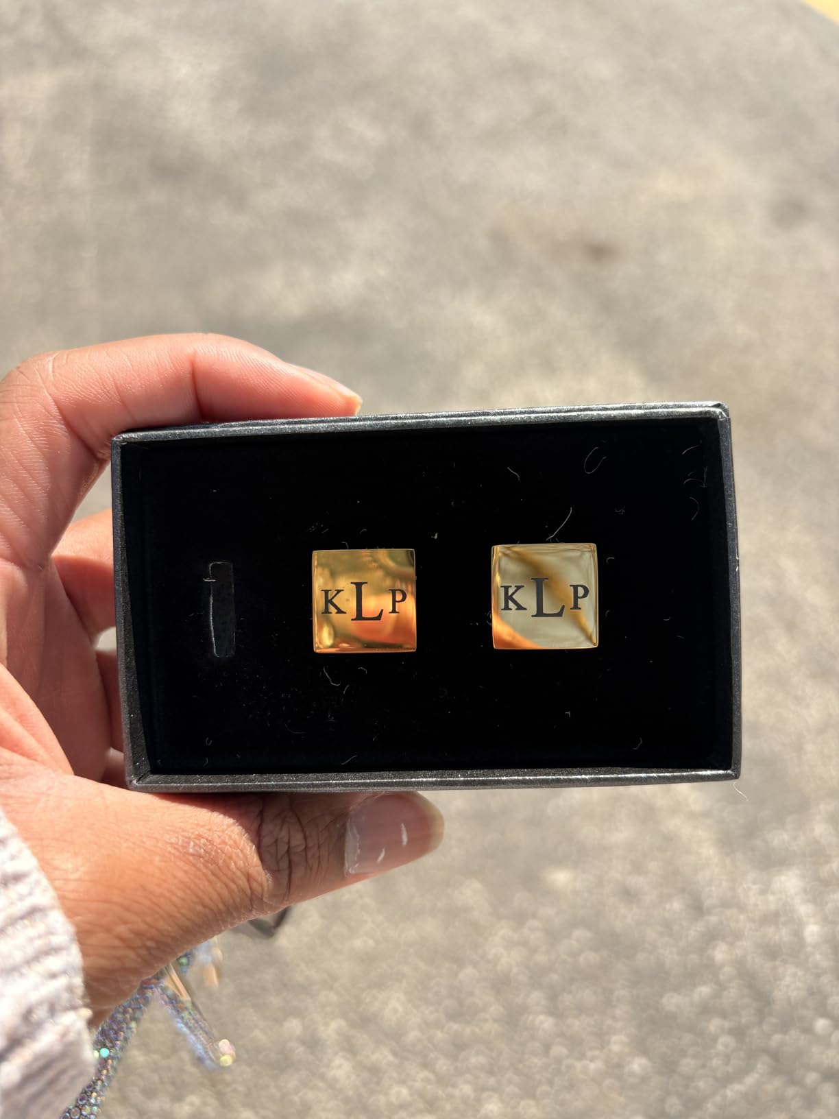 Custom Cufflinks for Men, Personalized Engraved Monogram or Handwriting | Stainless steel, 16 mm round or square, gold, silver or black, monogram, initials, handwriting, wedding and groomsmen gifts customer photo 1