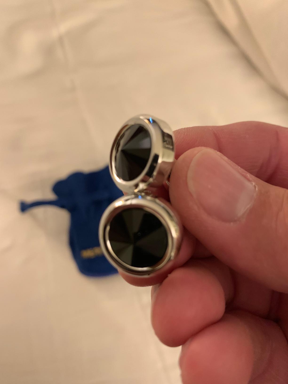 Mens Cufflinks Elegant Style Cuff Link Super Shiny Navy Blue Crystal Circular Cufflinks with Gift Box customer photo 1
