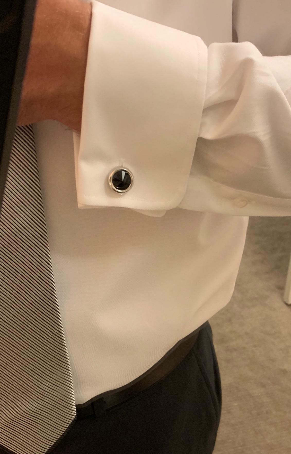 Mens Cufflinks Elegant Style Cuff Link Super Shiny Navy Blue Crystal Circular Cufflinks with Gift Box customer photo 2