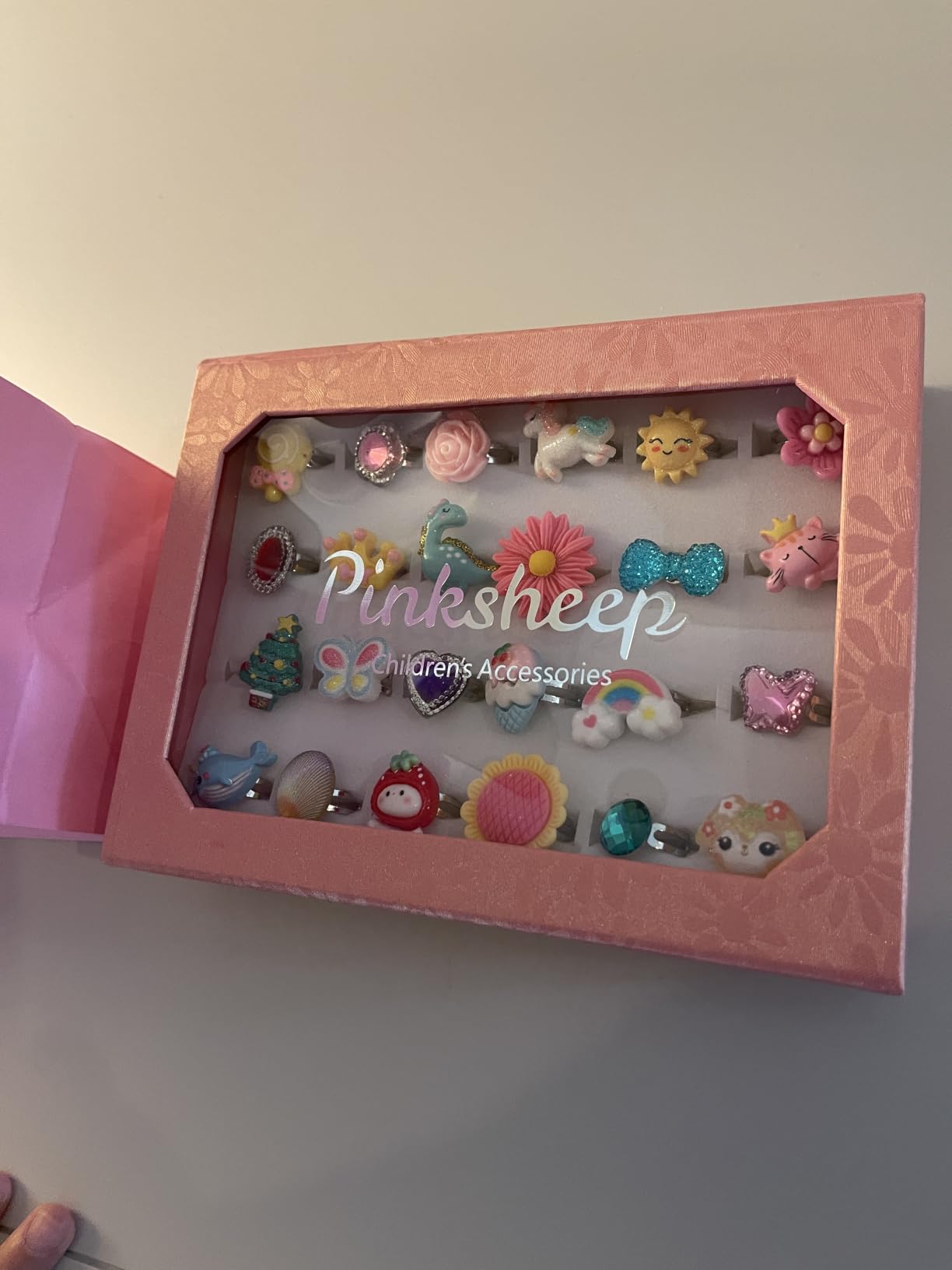 PinkSheep Little Girl Jewel Rings in Box | Adjustable,No Duplication, Girl Pretend Play and Dress Up Rings,Birthday Christmas Gift customer photo 1