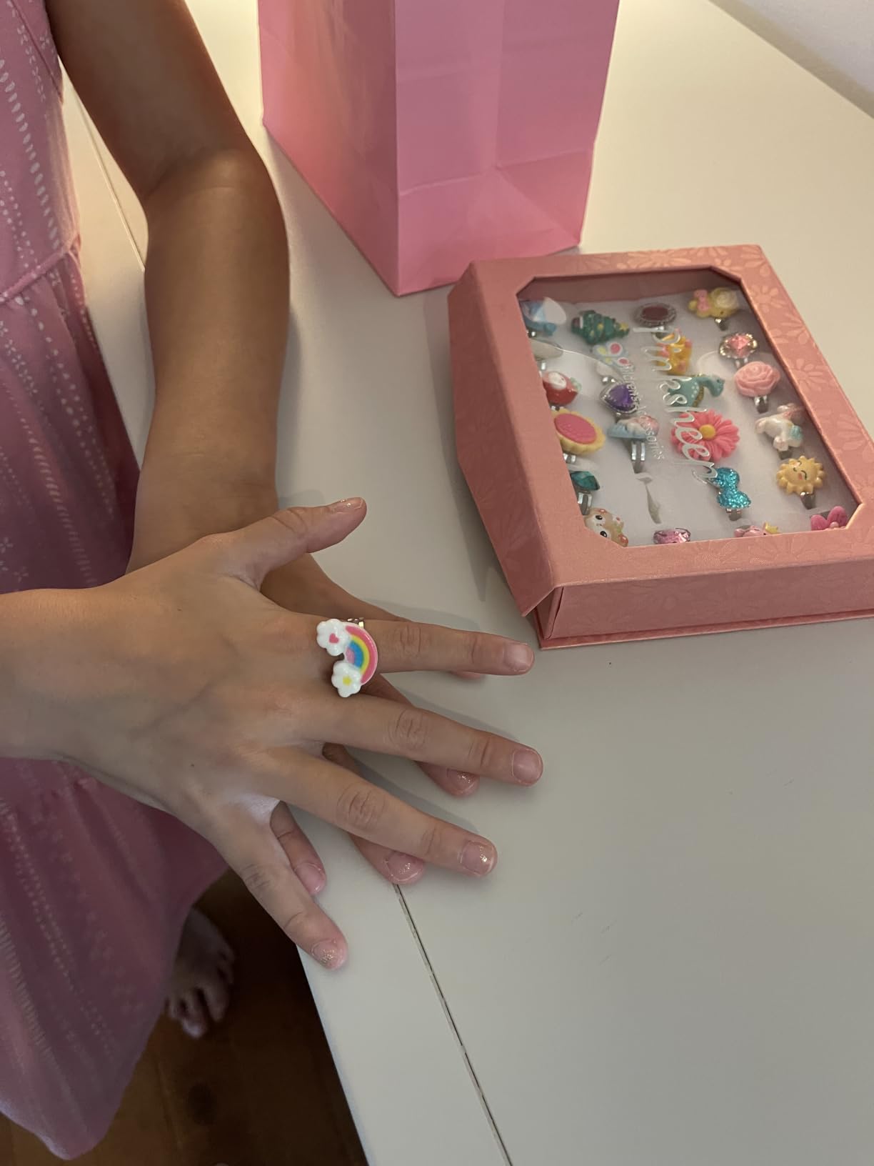 PinkSheep Little Girl Jewel Rings in Box | Adjustable,No Duplication, Girl Pretend Play and Dress Up Rings,Birthday Christmas Gift customer photo 2