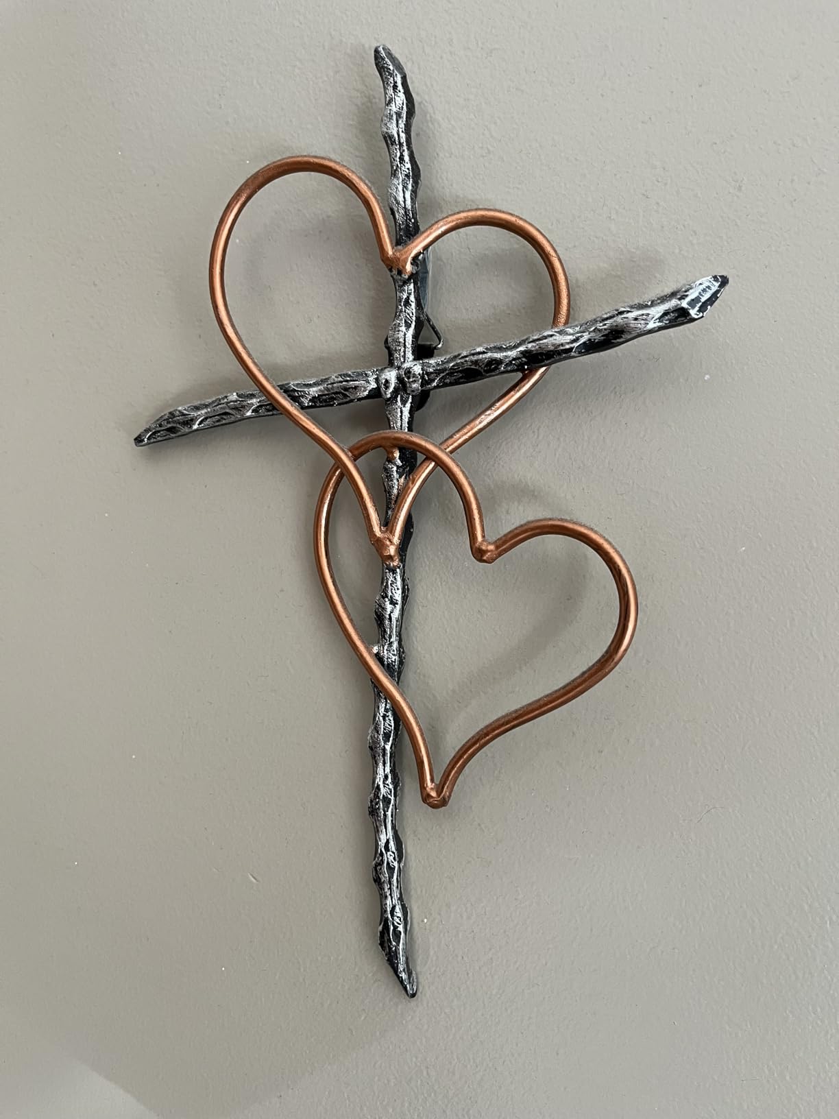 Old River Outdoors Entwined Hearts Decorative Metal Wall Cross - Joined Two Hearts, One Love Promises Kept customer photo 2