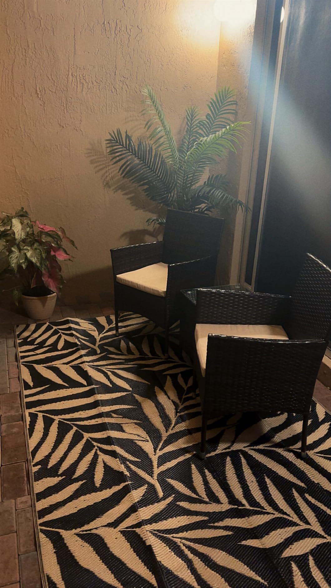 Devoko Patio Porch Furniture Sets 3 Pieces PE Rattan Wicker Chairs with Table Outdoor Garden Furniture Sets (Brown/Beige) customer photo 1