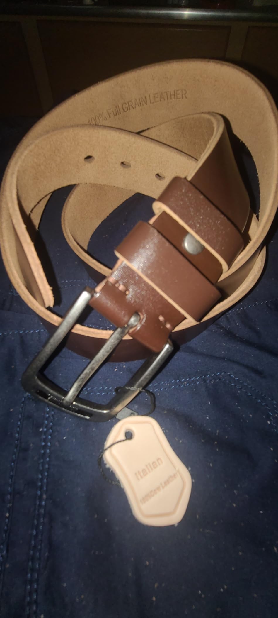 KEECOW Men's 100% Italian Cow Leather Belt Men With Anti-Scratch Buckle, Packed in a Box customer photo 2