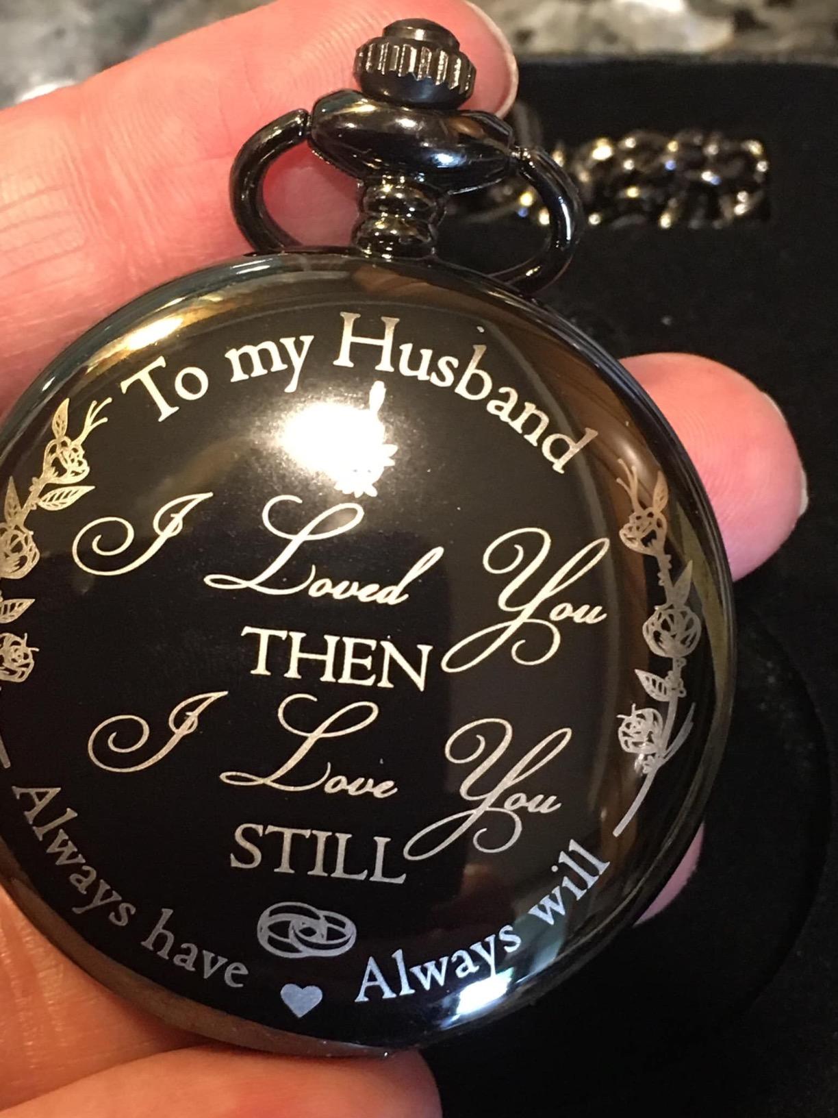 FJ FREDERICK JAMES Anniversary Gift's for Men - Engraved 'to My Husband' Pocket Watch | Anniversary Gift's for Him I Love You Gift for Husband for Birthday I Valentines customer photo 2