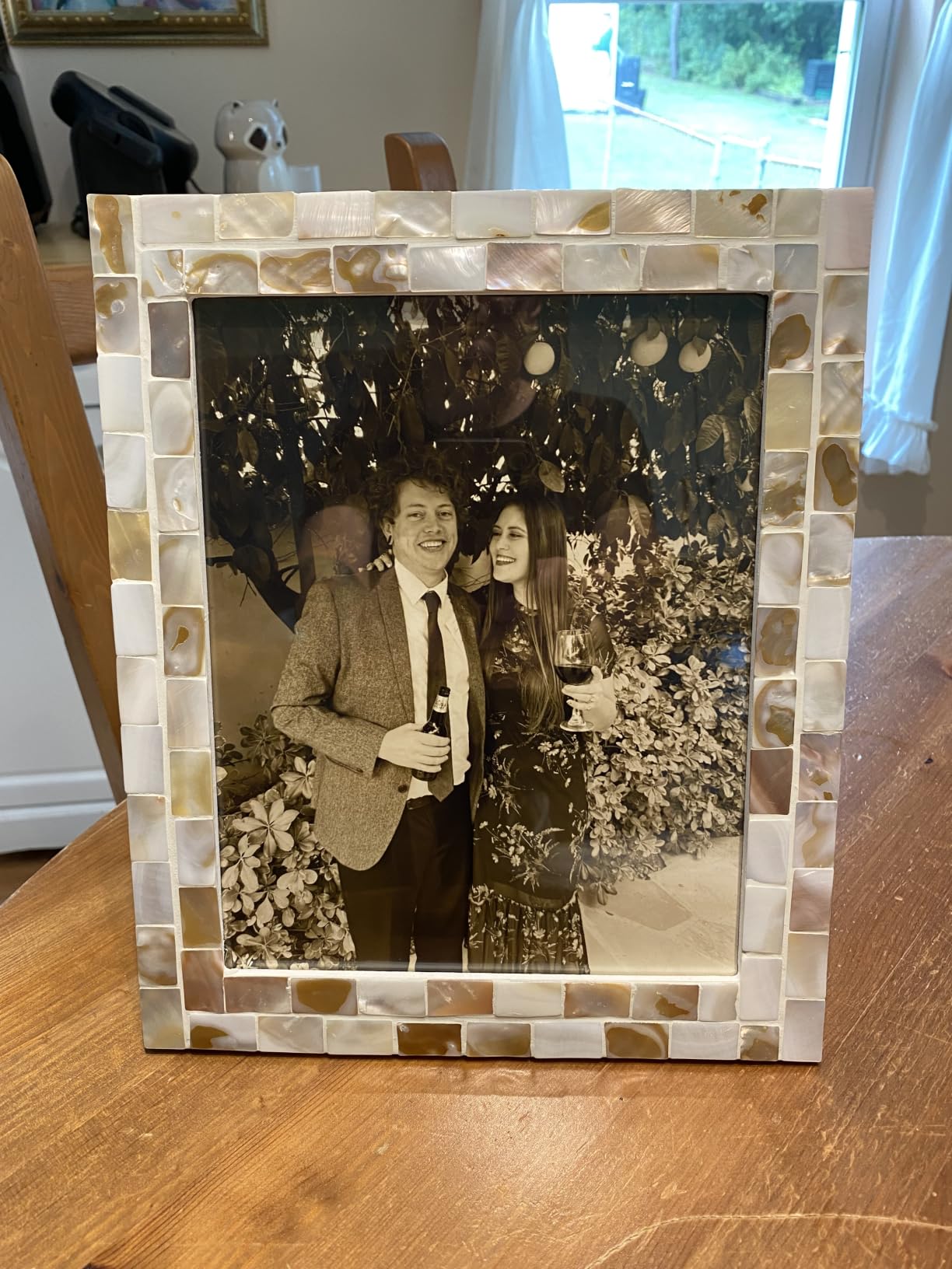 Natural White Picture Frame 8x10, Wedding Picture Frame, Mother of Pearl, Wall Hanging or Tabletop customer photo 1