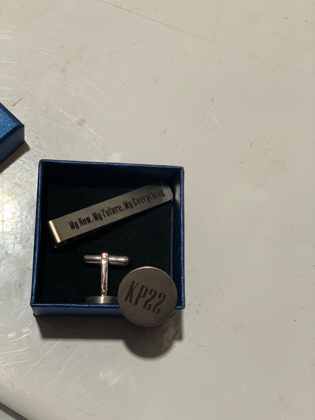 Custom Personalized Cufflinks & Tie Clip Set Wedding Jewelry Cufflinks Engraved Gifts for Men customer photo 1
