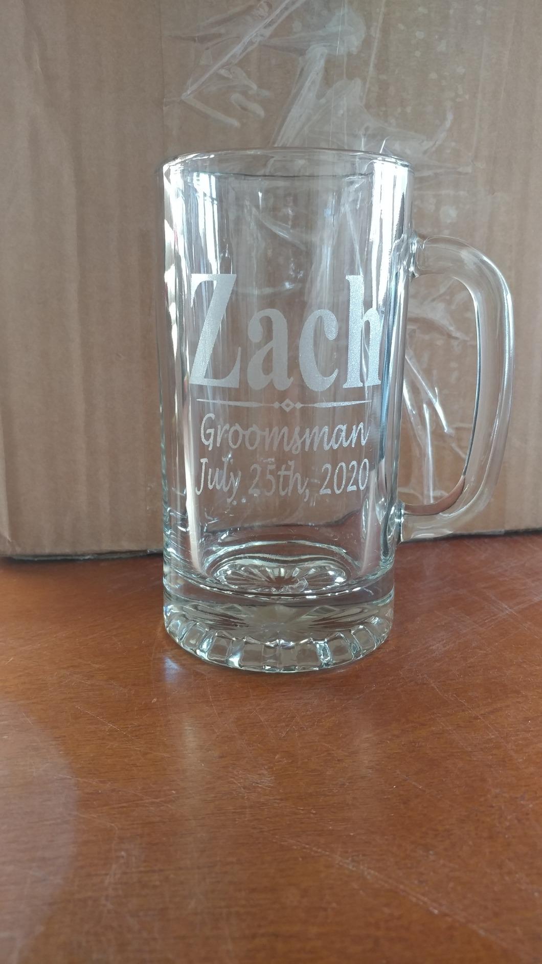My Personal Memories Set of 4, Set of 8 and more Custom Engraved Groomsmen 16 oz Beer Mugs - Personalized Wedding Party Gifts - 3 Lines Style (4) customer photo 1
