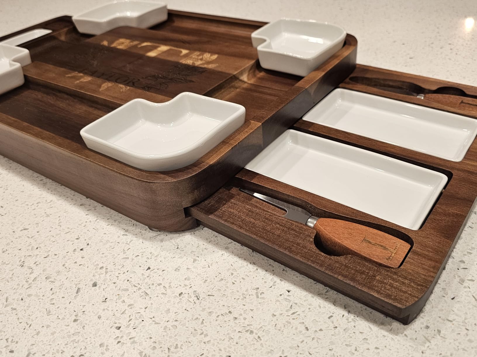 Shanik Upgraded Acacia Cheese Board Set, Square Shaped Charcuterie Set, Cheese Platter, Handcrafted Design and Stainless Steel Cutlery Set - Gift for Any Occasion No Engraving customer photo 2