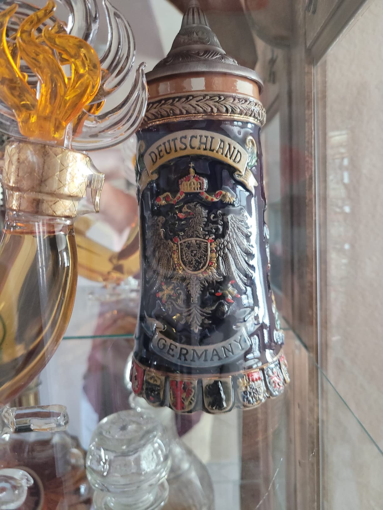 HAUCOZE Beer Stein Mug German Drinking Tankard Birthday Gift 0.6 Liter | Ceramic Coats of Arms Viking Oktoberfest Mugs with Pewter Lid, Collectible Home Bar Festival Decor for Men Father Husband customer photo 1