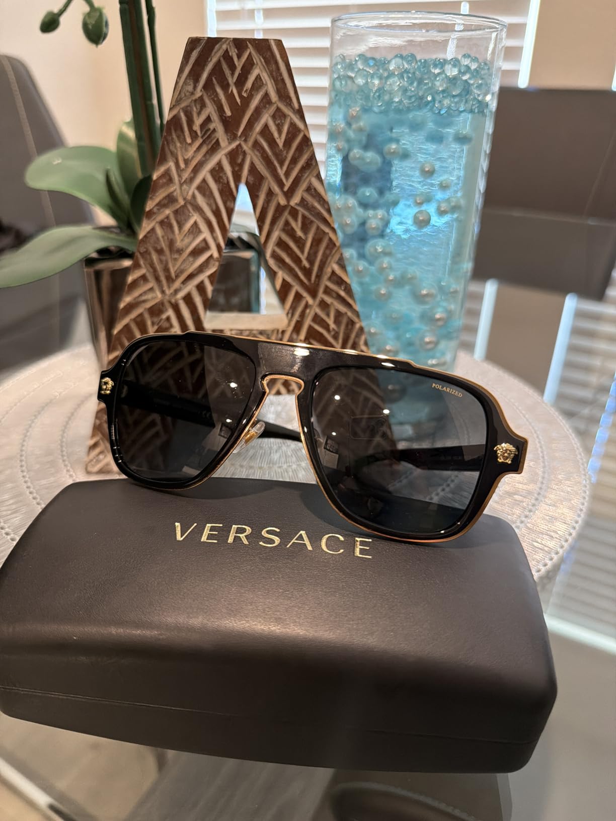 Versace Man Sunglasses Black Frame, Dark Grey Lenses, 56MM customer photo 2