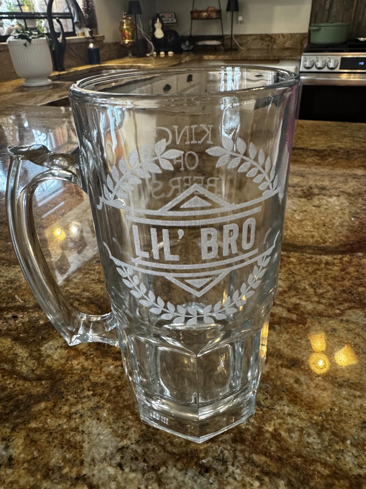 Large 34 oz Custom Engraved Beer Mug Personalized Gifts for Men Halpert | Customize the front and back for a unique Father's Day, best man, groomsmen, birthday, retirement, or christmas gift customer photo 2