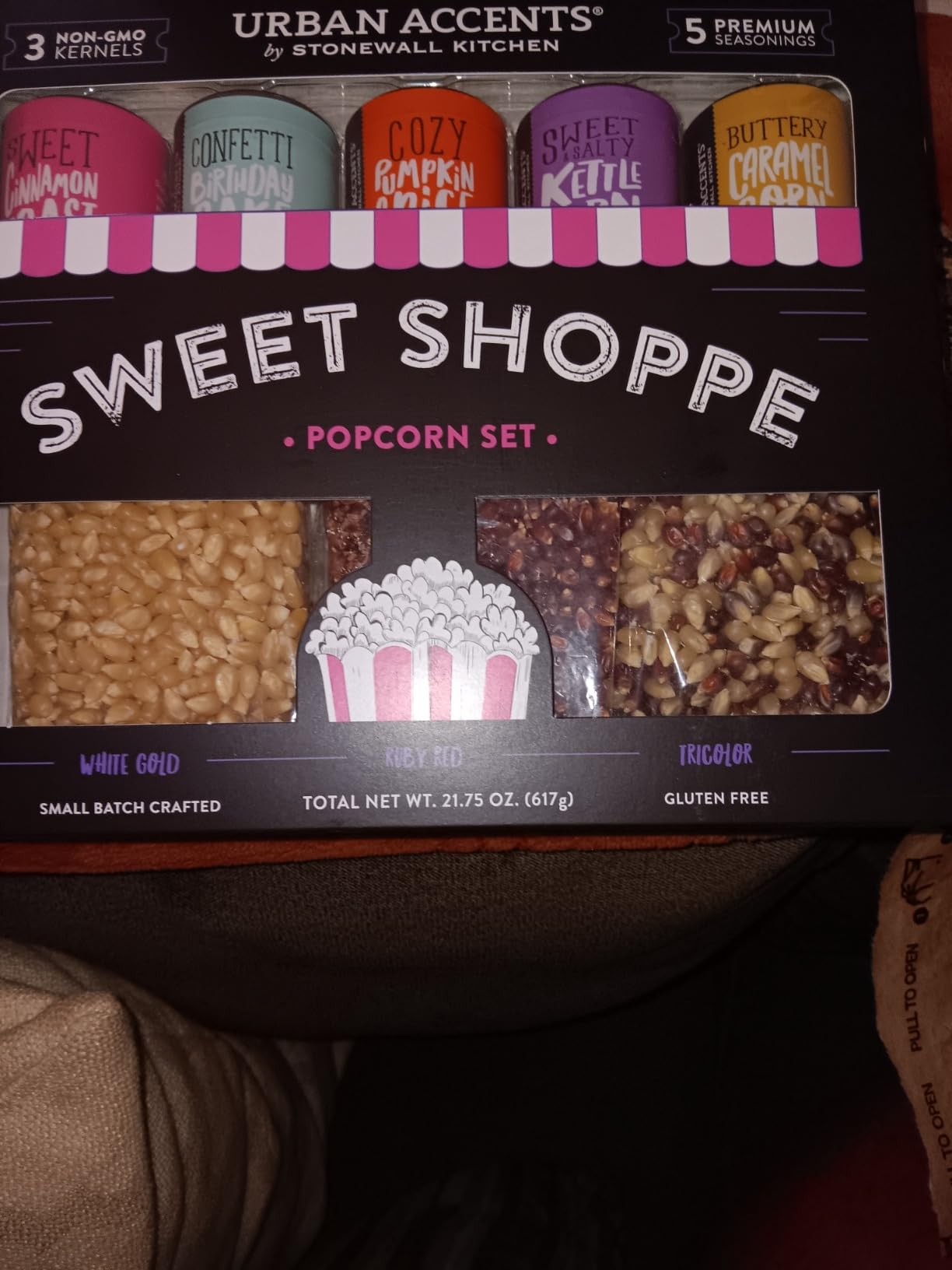 Urban Accents Movie Night Popcorn Gift Set - Includes 3 Gourmet Popcorn Kernel Varieties & 5 Flavorful Seasonings - Perfect Snack Gift Box for Parties, Holidays, or Movie Lovers customer photo 2