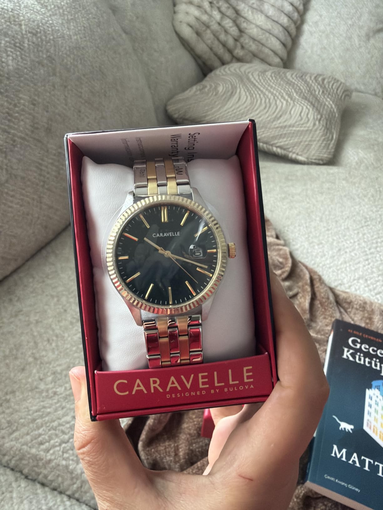 Caravelle by Bulova Men's Dress 3-Hand Date Quartz Watch, Stainless Steel, Coin Edge Bezel, 41mm customer photo 1