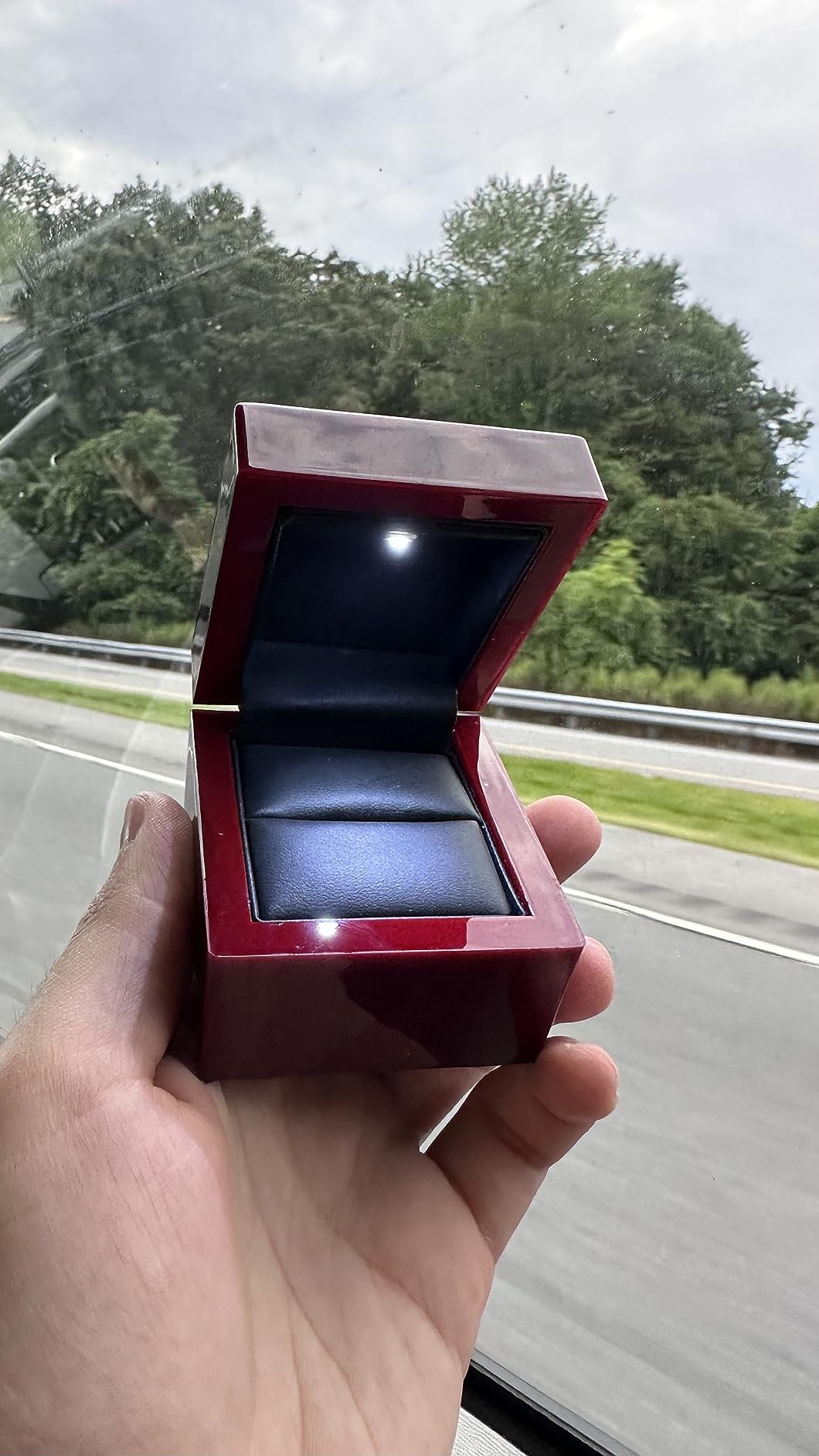 Noble Luxury Ring Box with Light - Unique LED Engagement Ring Box for Proposal Ring or Special Occasions (Mahogany/Black Insert) customer photo 1