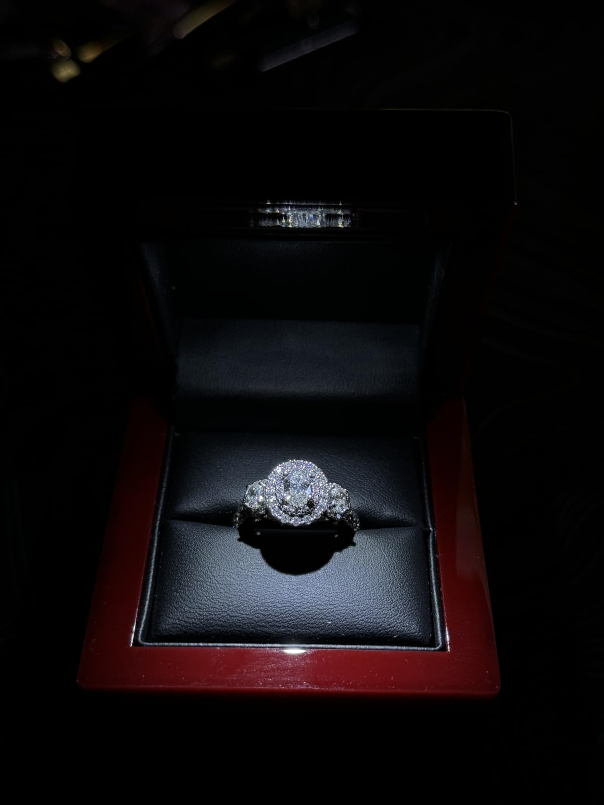 Noble Luxury Ring Box with Light - Unique LED Engagement Ring Box for Proposal Ring or Special Occasions (Mahogany/Black Insert) customer photo 2