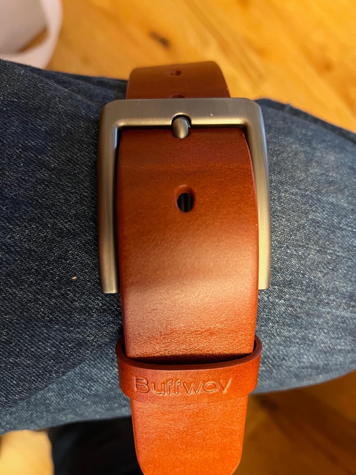 Men's Full Grain Leather Belt - Solid One-Piece Leather, 1.5