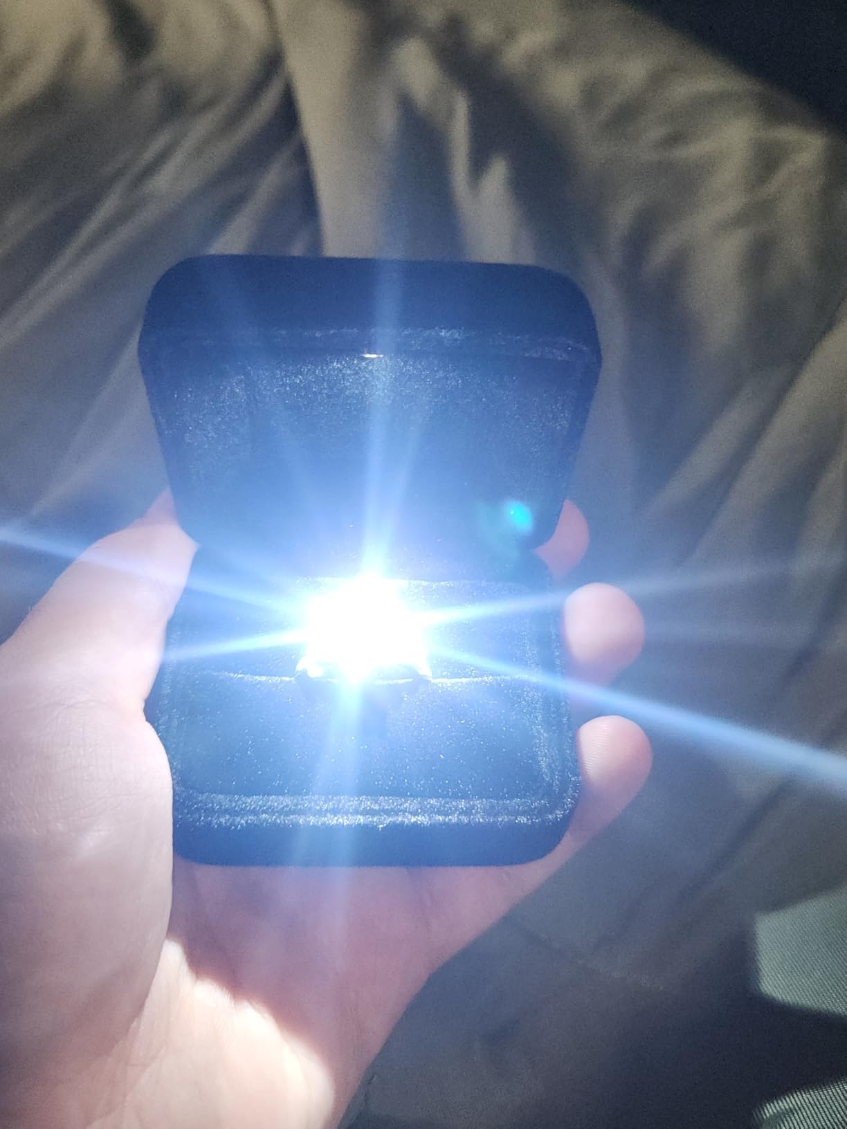 GBYAN Velvet Ring Box with LED Light Jewelry Display Gift Box for Proposal, Engagement, Wedding customer photo 1
