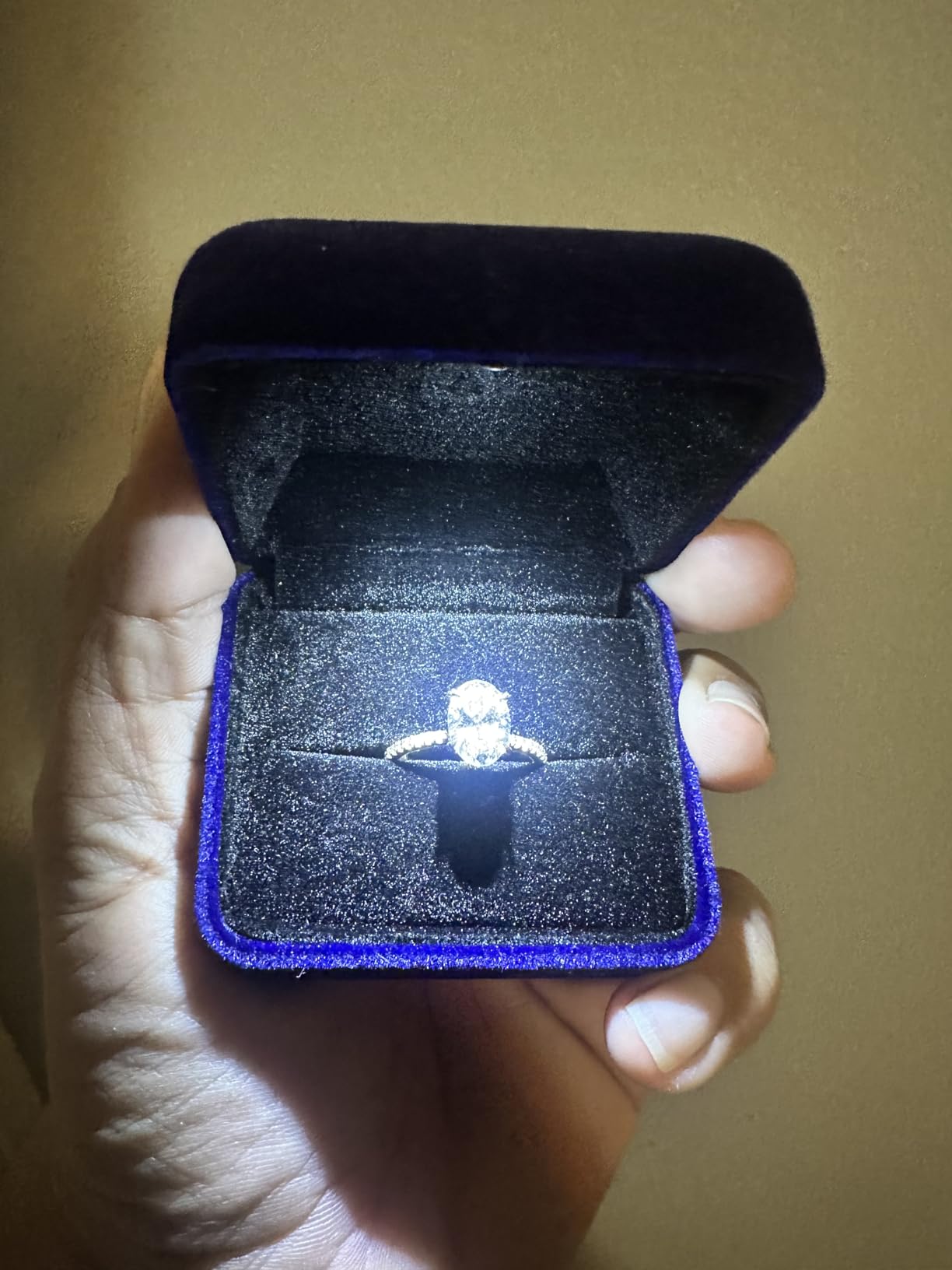 GBYAN Velvet Ring Box with LED Light Jewelry Display Gift Box for Proposal, Engagement, Wedding customer photo 2