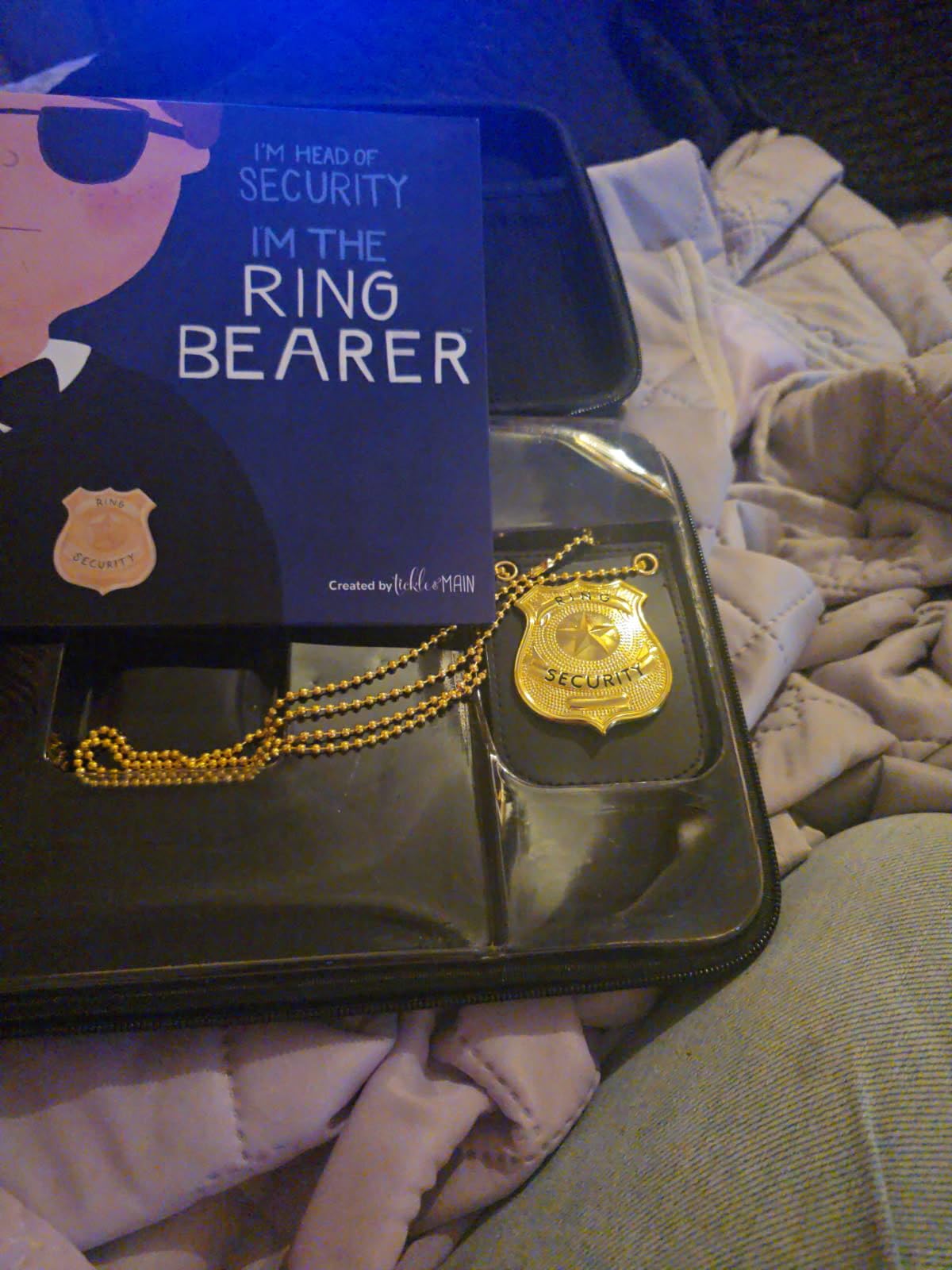 Tickle & Main Ring Bearer Proposal Gift Set - Youth S/M, Ages 4 & Up, Black Polyester - Includes Storybook, Leather Badge & Security Briefcase - Kids Ring Bearer Gifts customer photo 1