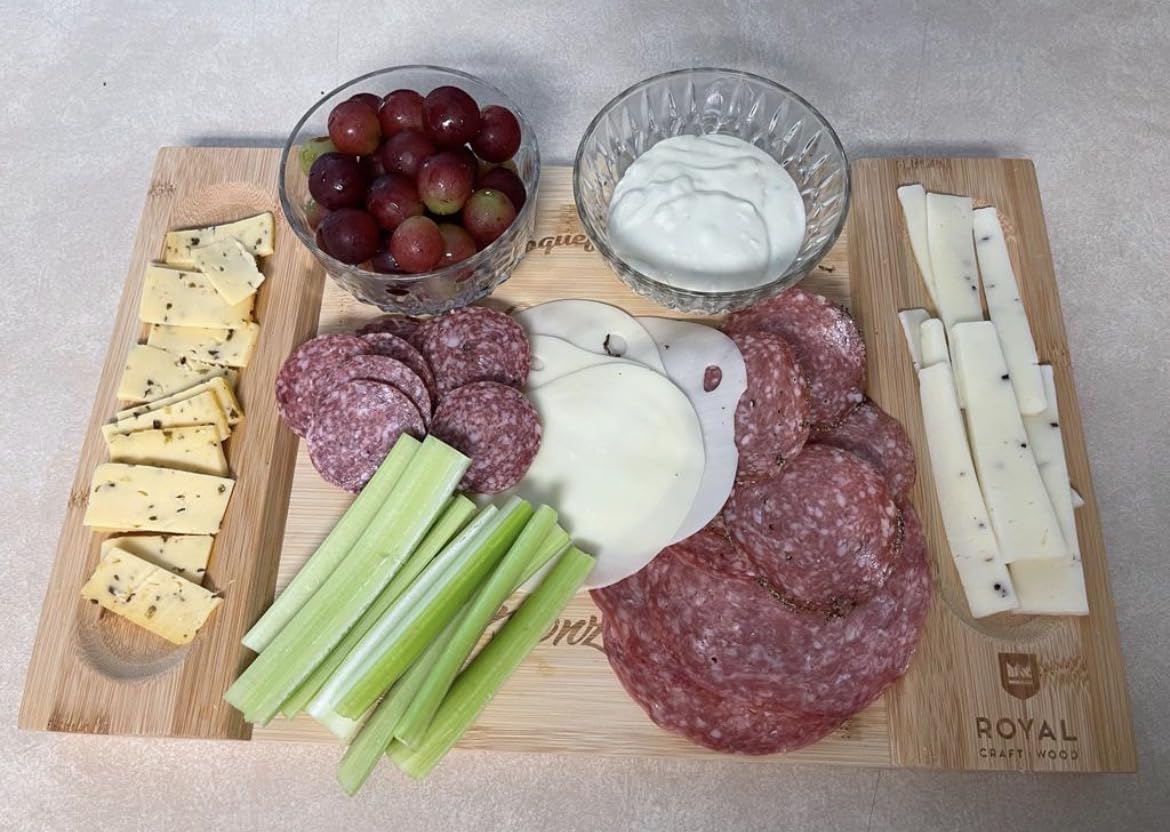 ROYAL CRAFT WOOD Premium Bamboo Charcuterie Board Set - Cheese Platter & Serving Tray & Serving Utensils - Perfect Housewarming Gift, Wedding, Bridal Shower Gift - Ideal for Entertaining and New Home customer photo 2