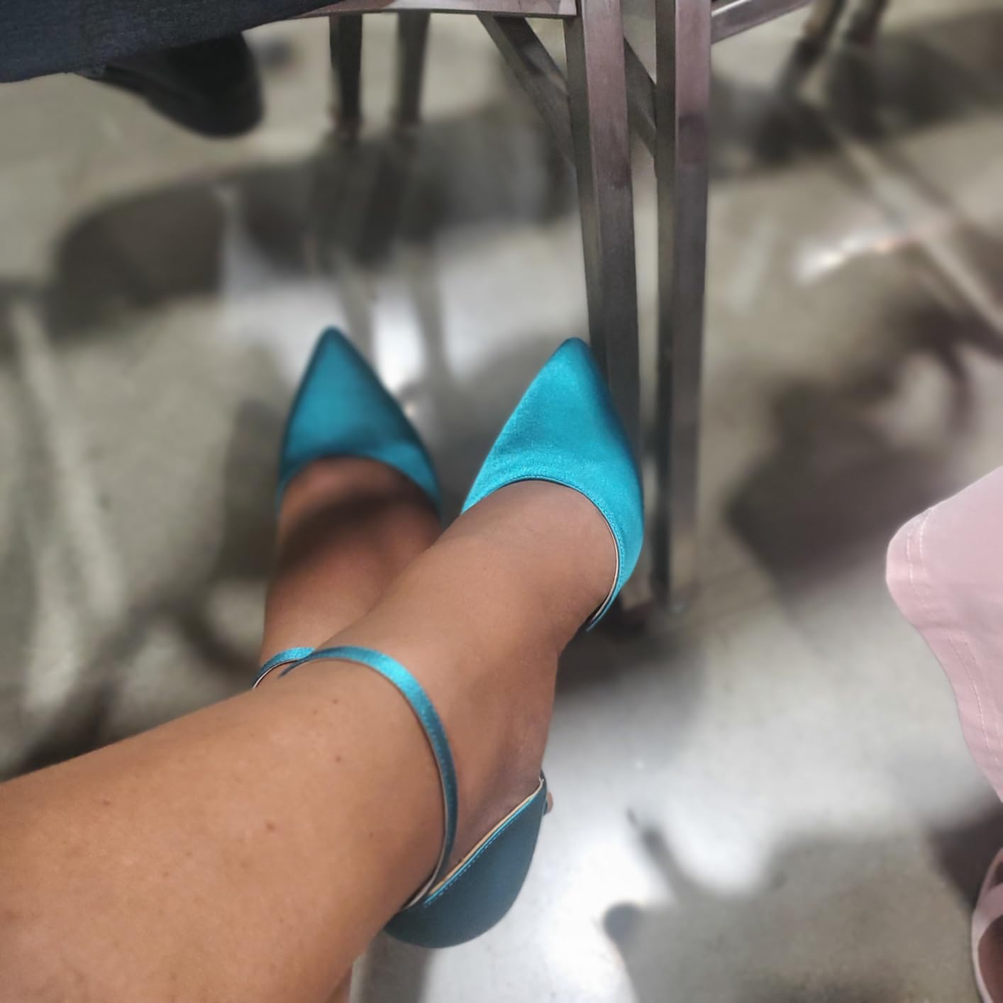 ELEGANTPARK Pointed Toe Heels for Women, Satin Wedding Evening Dress Shoes | Adjustable Ankle Strap, 3 Inch Stable High Heel Pumps for Women, Bridesmaid, Wedding Guest, Reception, Prom, Evening Events customer photo 1