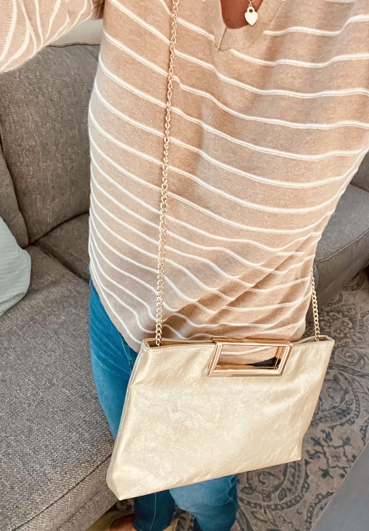 Fashion PU Leather Handbag Stylish Women Convertible Clutch Purse customer photo 2