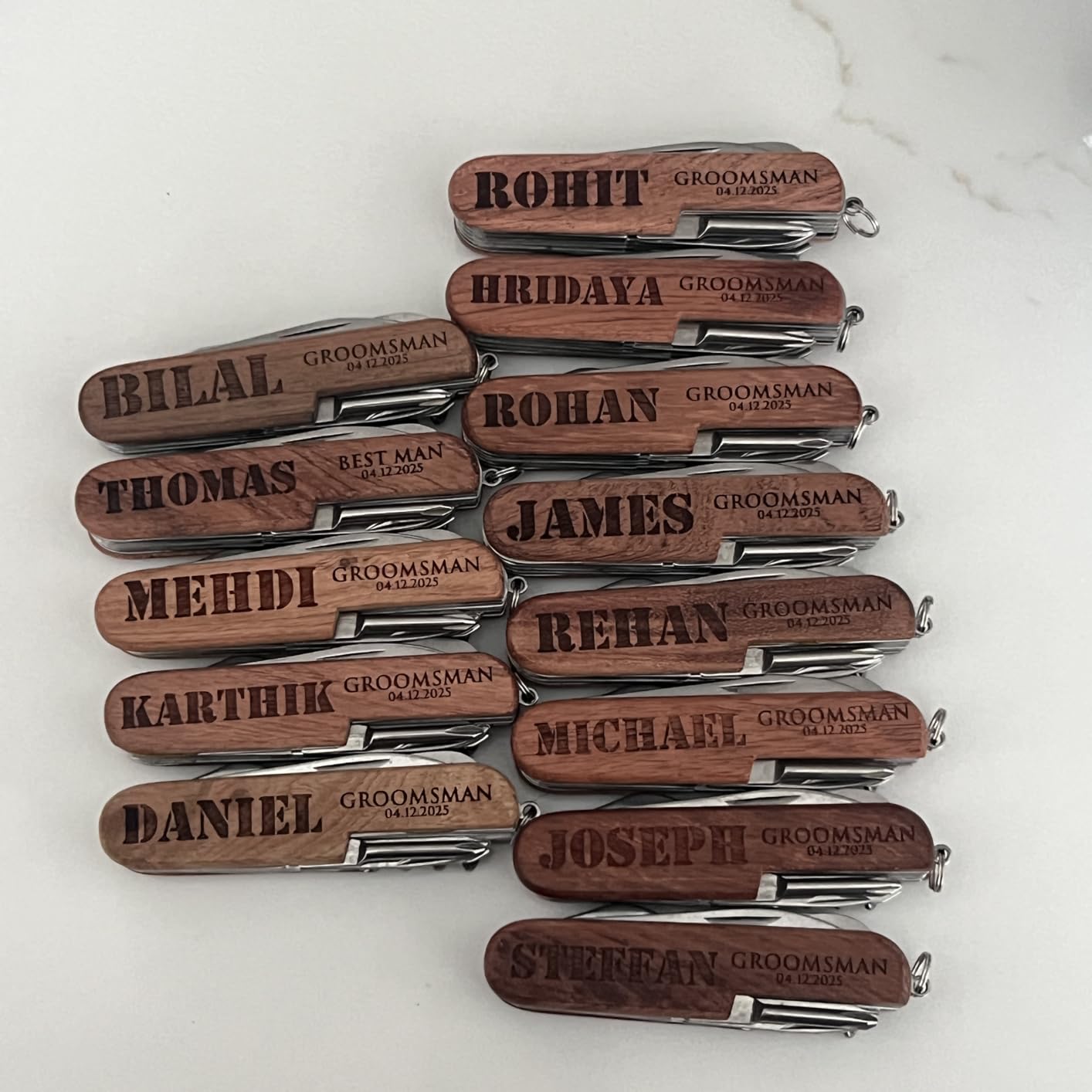 Set of 6 - Personalized Groomsmen Gift for Wedding, Custom Multitool, Groomsmen Proposal Gift, Solid Wood Laser Engraved Multi Tool -Free Engraving customer photo 1
