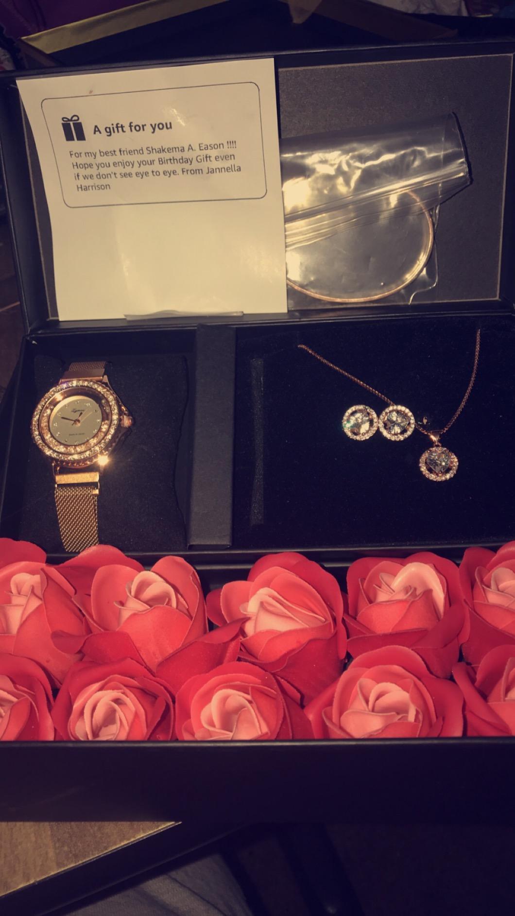 Gifts for Women Jewelry Sets, 4 Pieces Rose Gold Women's Watch Necklace Earring Bracelet Birthday Gifts for Women customer photo 1
