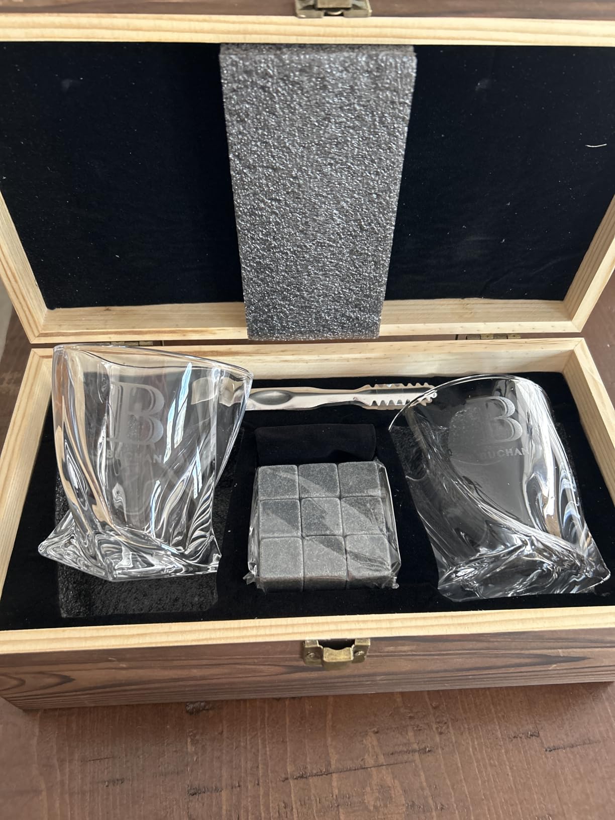 Personalized Whiskey Glasses Set with Display Case & Whiskey Stones - Custom Engraved Twist Whiskey Glass Gift Set for Men, Bourbon, Scotch & Dad Gifts by Home Wet Bar customer photo 1