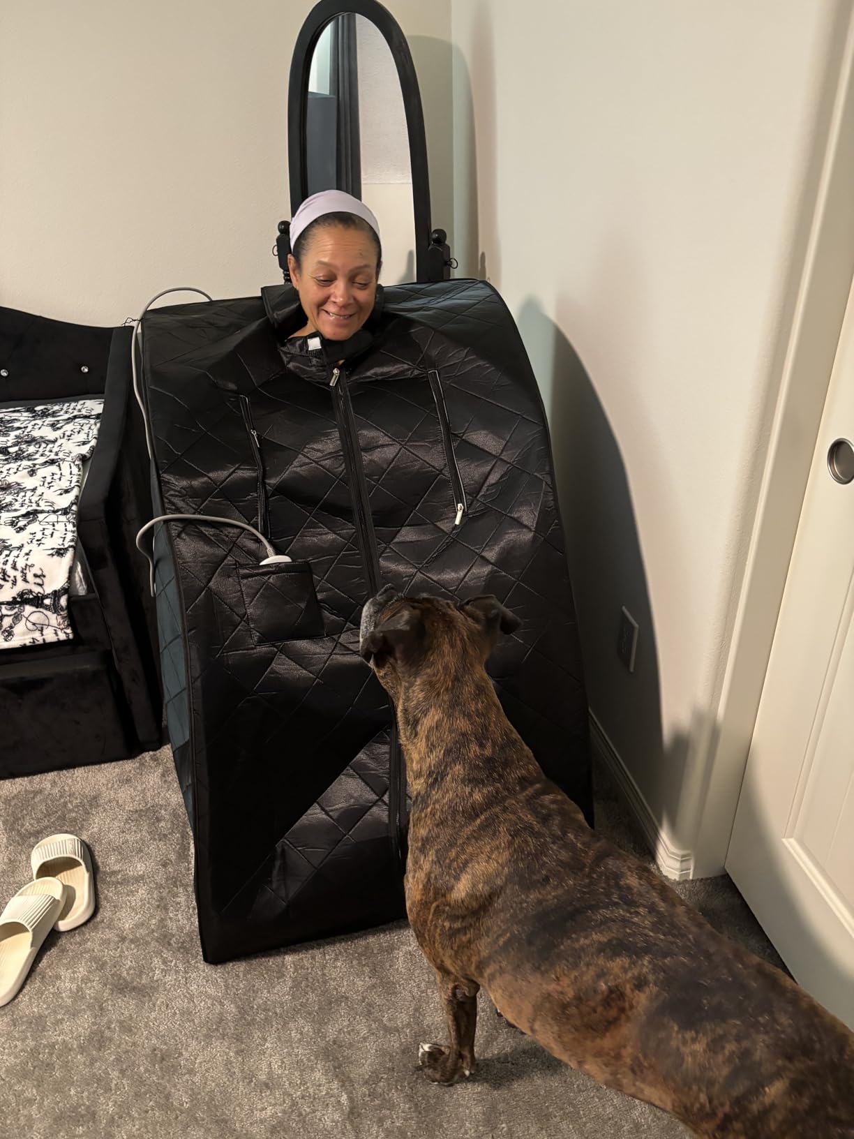ZONEMEL Portable Infrared Sauna, 1 Person at Home Full Body Sauna, Individual Home Spa Tent with Heating Foot Pad, Upgraded Sauna Chair customer photo 2