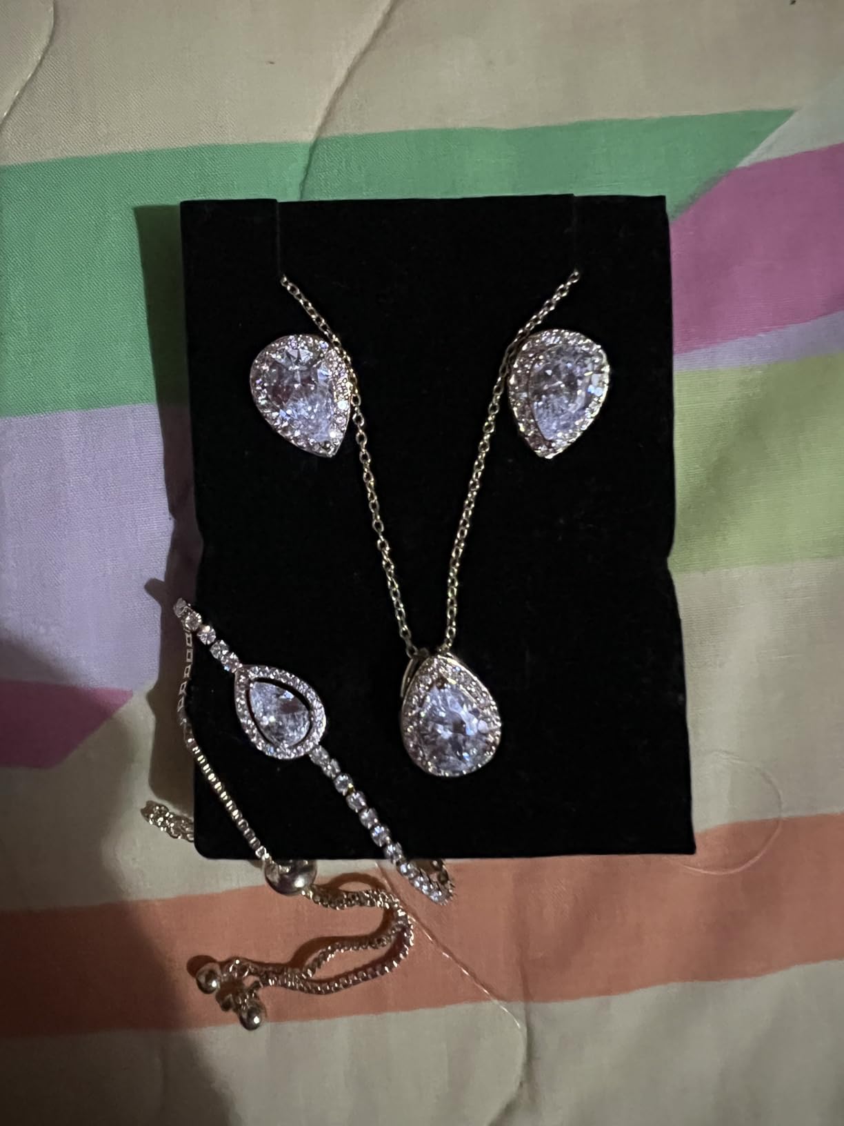 Teardrop Cubic Zirconia Jewelry Set Necklace Earrings Bracelet Bridal Wedding Jewelry for Women Bridesmaid Prom Party customer photo 2
