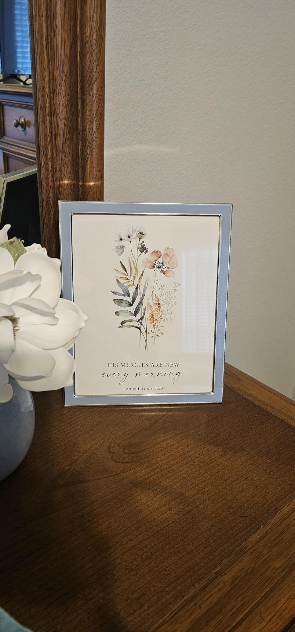 Laura Ashley 8x10 White Enamel Picture Frame, Gold Metal Edge w/Easel, Tabletop Display, Bookshelf, Desk customer photo 1