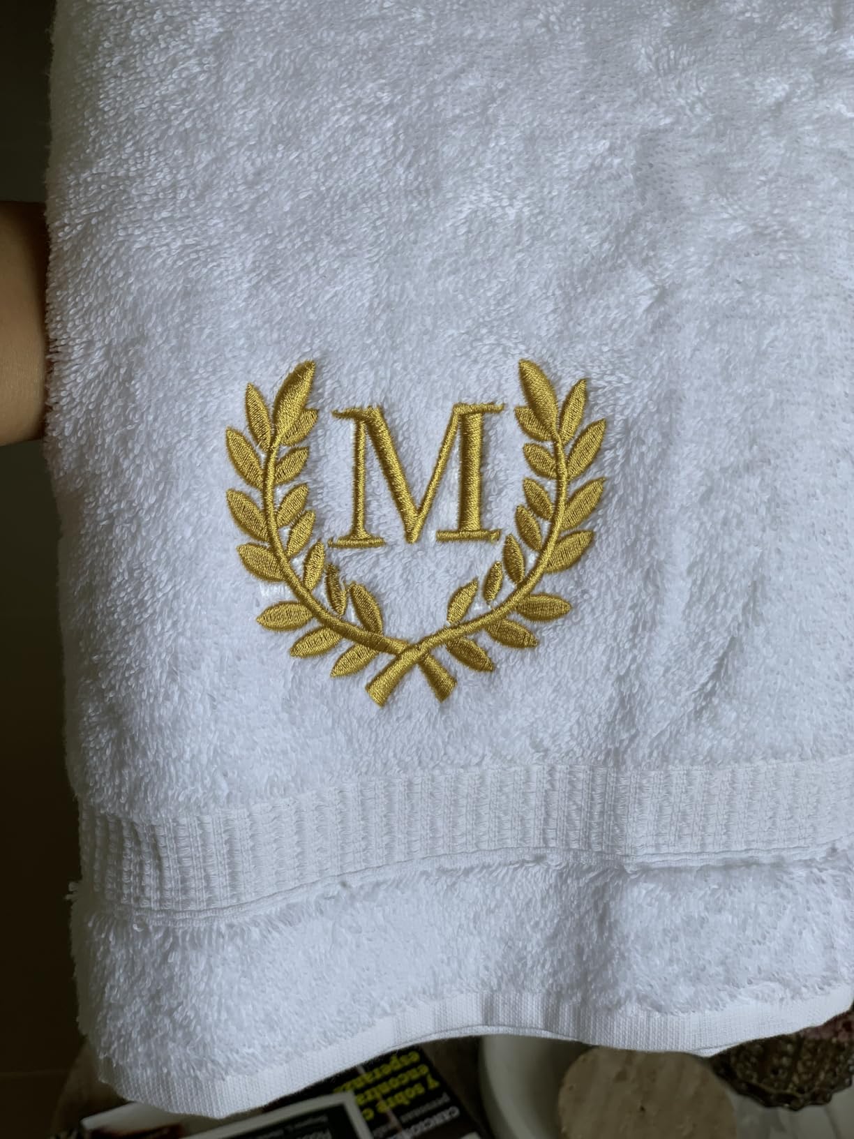 Decorative and Monogrammed Hand Towels for Bathroom Kitchen Makeup | Personalized Gift for Wedding-Bridal | Roman Font Custom Luxury Turkish Towel | Spa Collection, Oversized, 16 X 30 Inch, Set of 2 customer photo 1