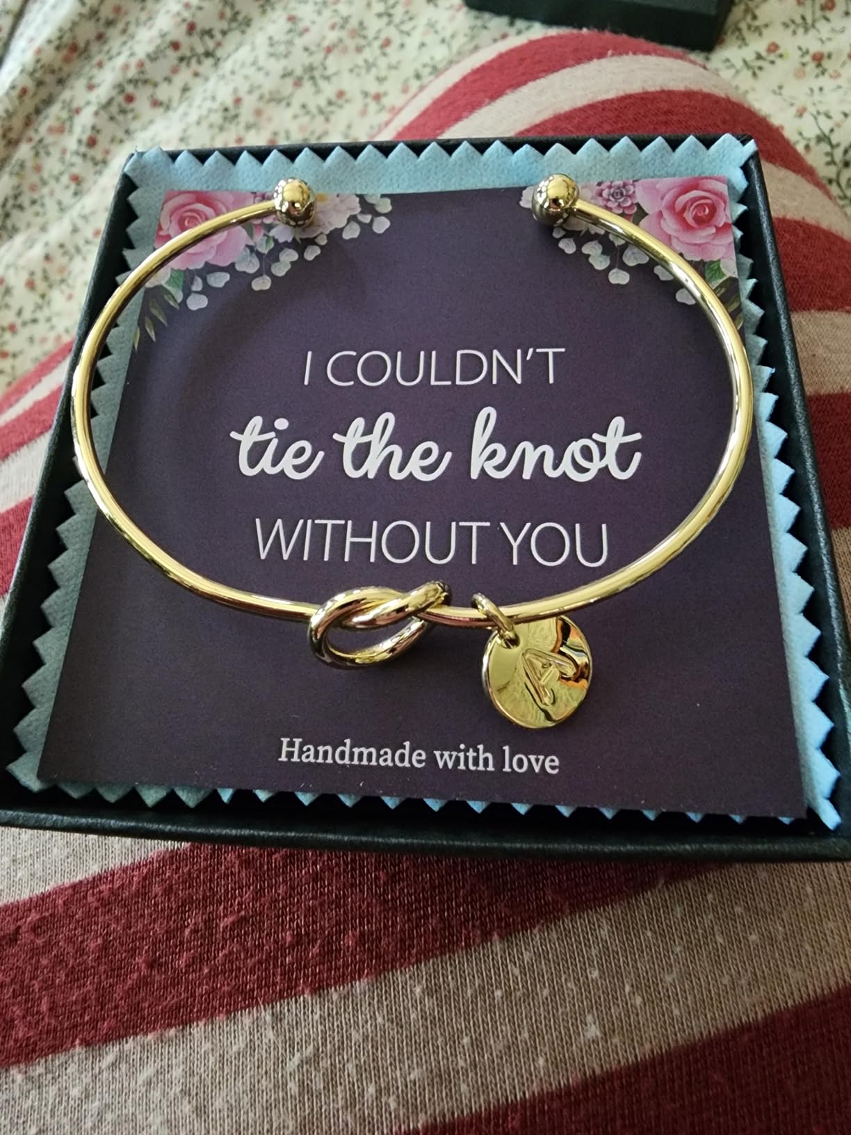 M MOOHAM Gold Initial Bracelets Gifts for Women Teen Girls - Dainty Tie the Knot Letter A-Z Initial Bracelet for Women 14K Gold Plated Cuff Bracelet Jewelry Personalized Bridesmaid Proposal Gifts customer photo 1