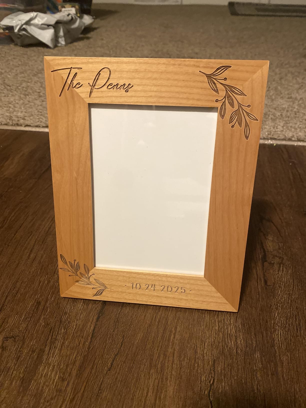 Personalization Lab Brown Romantic Wedding Picture Frame, 5x7, Engraved customer photo 1